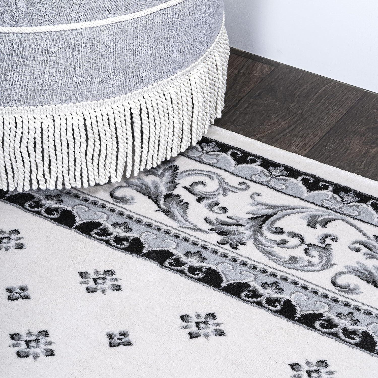 image:imageJONATHAN Y Acanthus French Border BlueNavy Indoor Area Rug 3x5 Vintage Bohemian EasyCleaning for Living Room Bedroom Kitchen Pet Friendly NonShedding MDP504E3CreamLight Gray