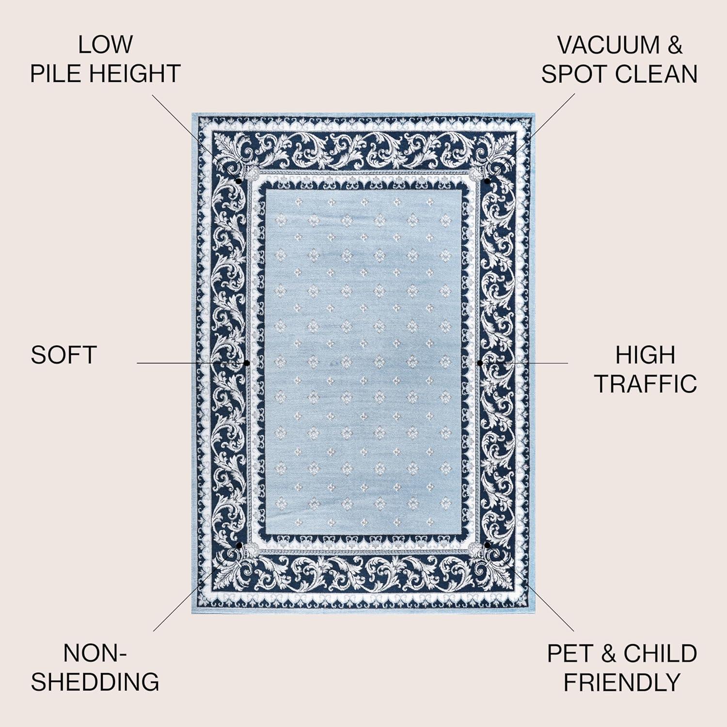 image:imageJONATHAN Y Acanthus French Border BlueNavy Indoor Area Rug 3x5 Vintage Bohemian EasyCleaning for Living Room Bedroom Kitchen Pet Friendly NonShedding MDP504E3BlueNavy