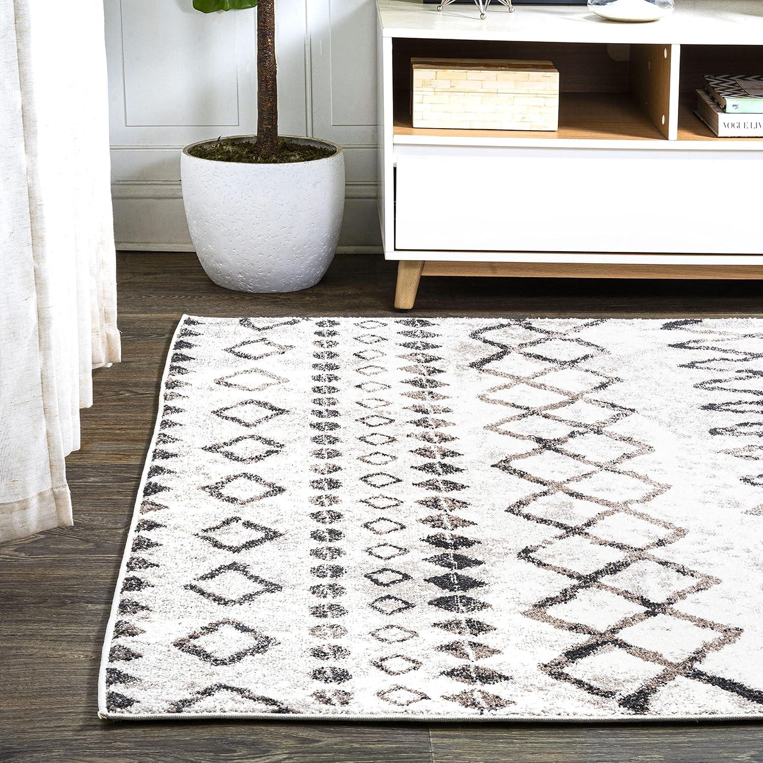 image:imageJONATHAN Y Aksil Moroccan Diamond IvoryBrown Indoor Area Rug 3x5 Bohemian Vintage EasyCleaning for Living Room Bedroom Kitchen Pet Friendly NonShedding MOH502A33 x 5 Rectangular
