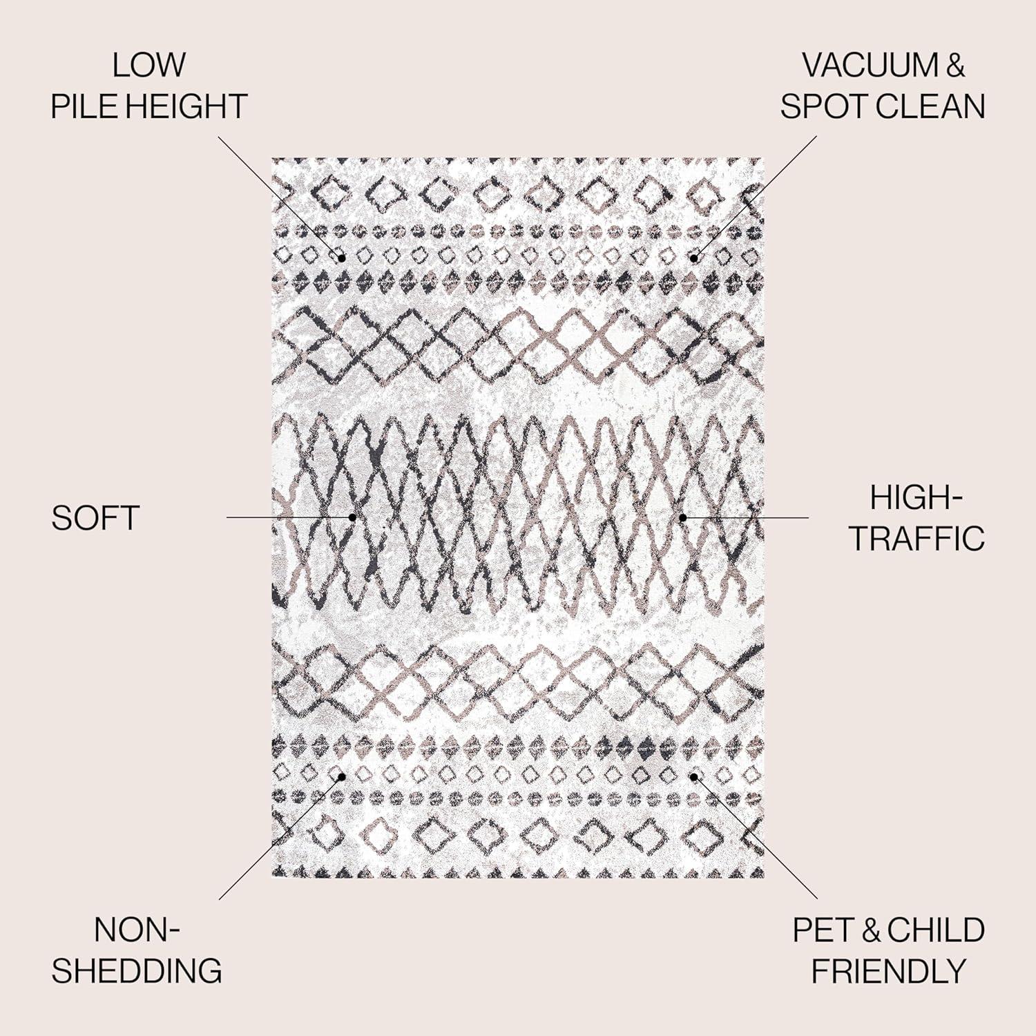 image:imageJONATHAN Y Aksil Moroccan Diamond IvoryBrown Indoor Area Rug 3x5 Bohemian Vintage EasyCleaning for Living Room Bedroom Kitchen Pet Friendly NonShedding MOH502A378 x 10 Rectangular