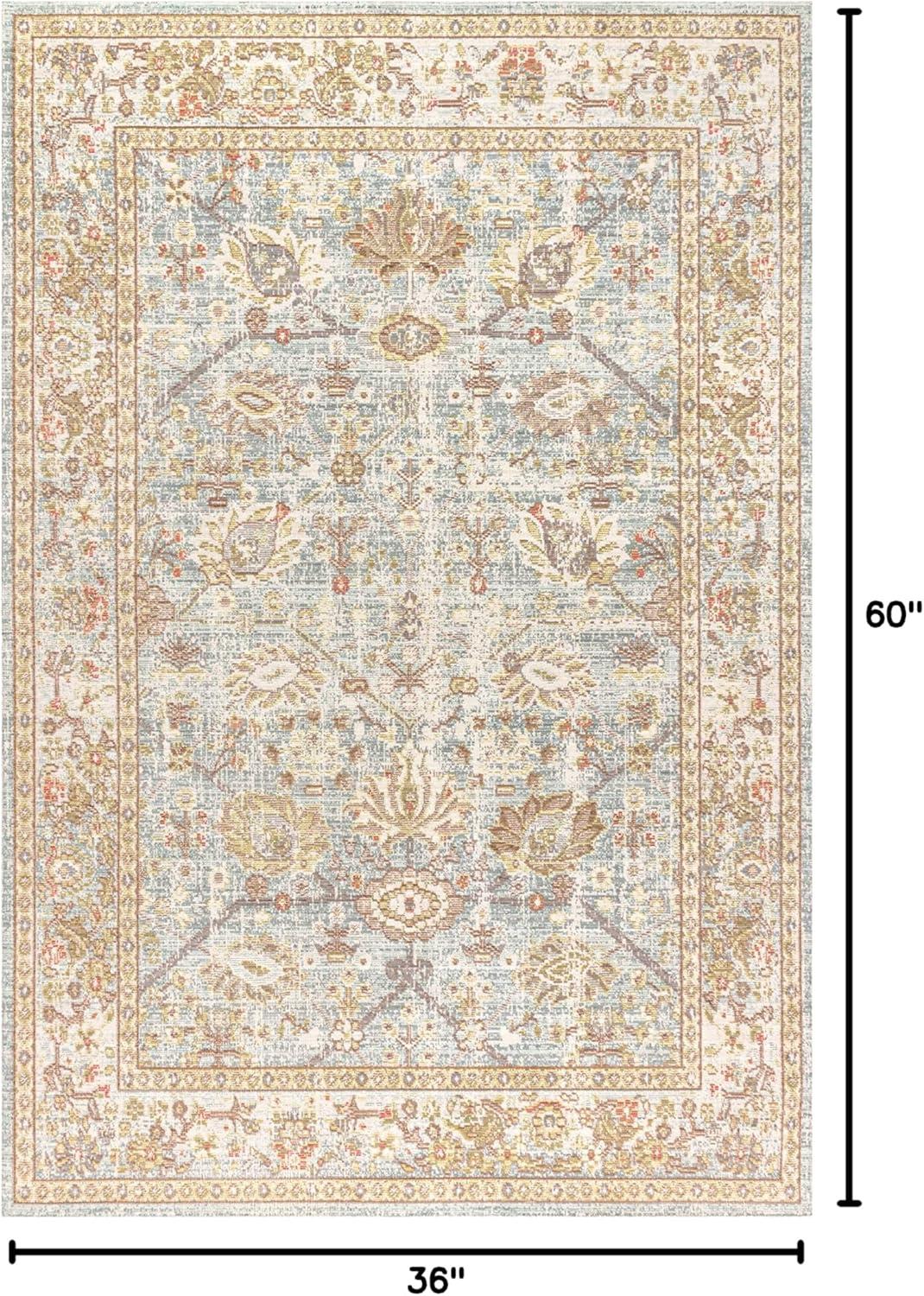 image:imageJONATHAN Y Alba Modern Faded Peshawar GrayIvory Indoor Area Rug 3x5 Transitional Traditional EasyCleaning for Living Room Bedroom Kitchen Pet Friendly NonShedding MDP304B3Blue