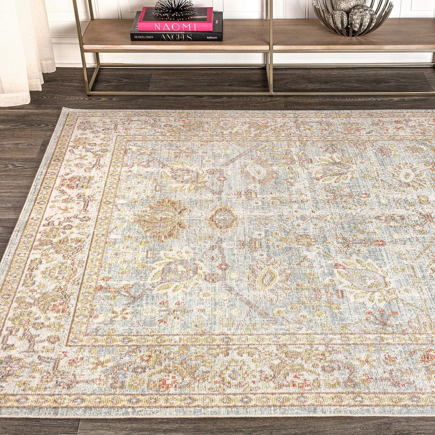 image:imageJONATHAN Y Alba Modern Faded Peshawar GrayIvory Indoor Area Rug 3x5 Transitional Traditional EasyCleaning for Living Room Bedroom Kitchen Pet Friendly NonShedding MDP304B3Blue