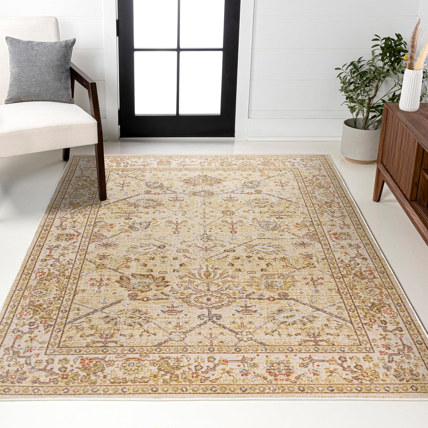 image:imageJONATHAN Y Alba Modern Faded Peshawar GrayIvory Indoor Area Rug 3x5 Transitional Traditional EasyCleaning for Living Room Bedroom Kitchen Pet Friendly NonShedding MDP304B3Ivory
