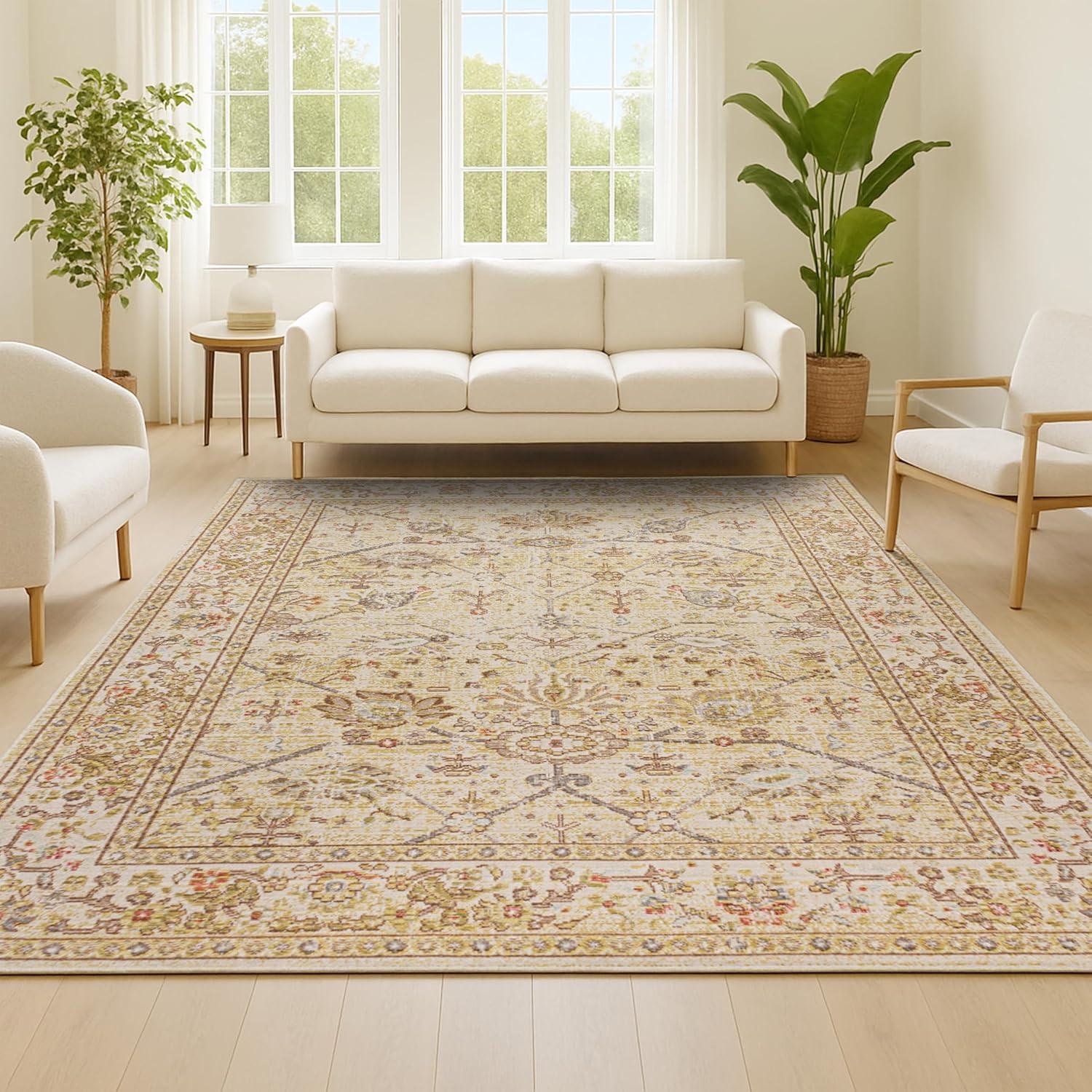 image:imageJONATHAN Y Alba Modern Faded Peshawar GrayIvory Indoor Area Rug 3x5 Transitional Traditional EasyCleaning for Living Room Bedroom Kitchen Pet Friendly NonShedding MDP304B3Ivory