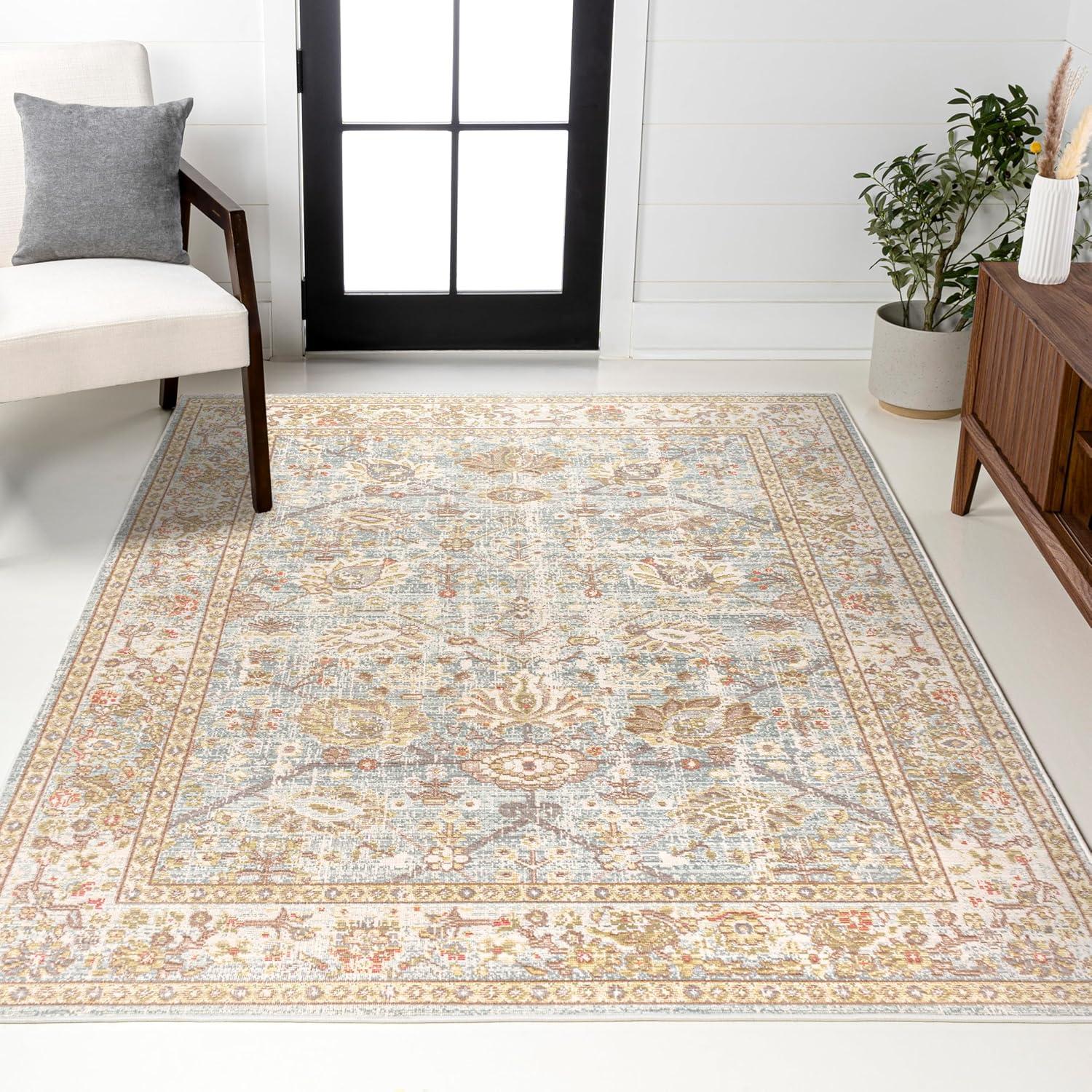 image:imageJONATHAN Y Alba Modern Faded Peshawar GrayIvory Indoor Area Rug 3x5 Transitional Traditional EasyCleaning for Living Room Bedroom Kitchen Pet Friendly NonShedding MDP304B3Blue