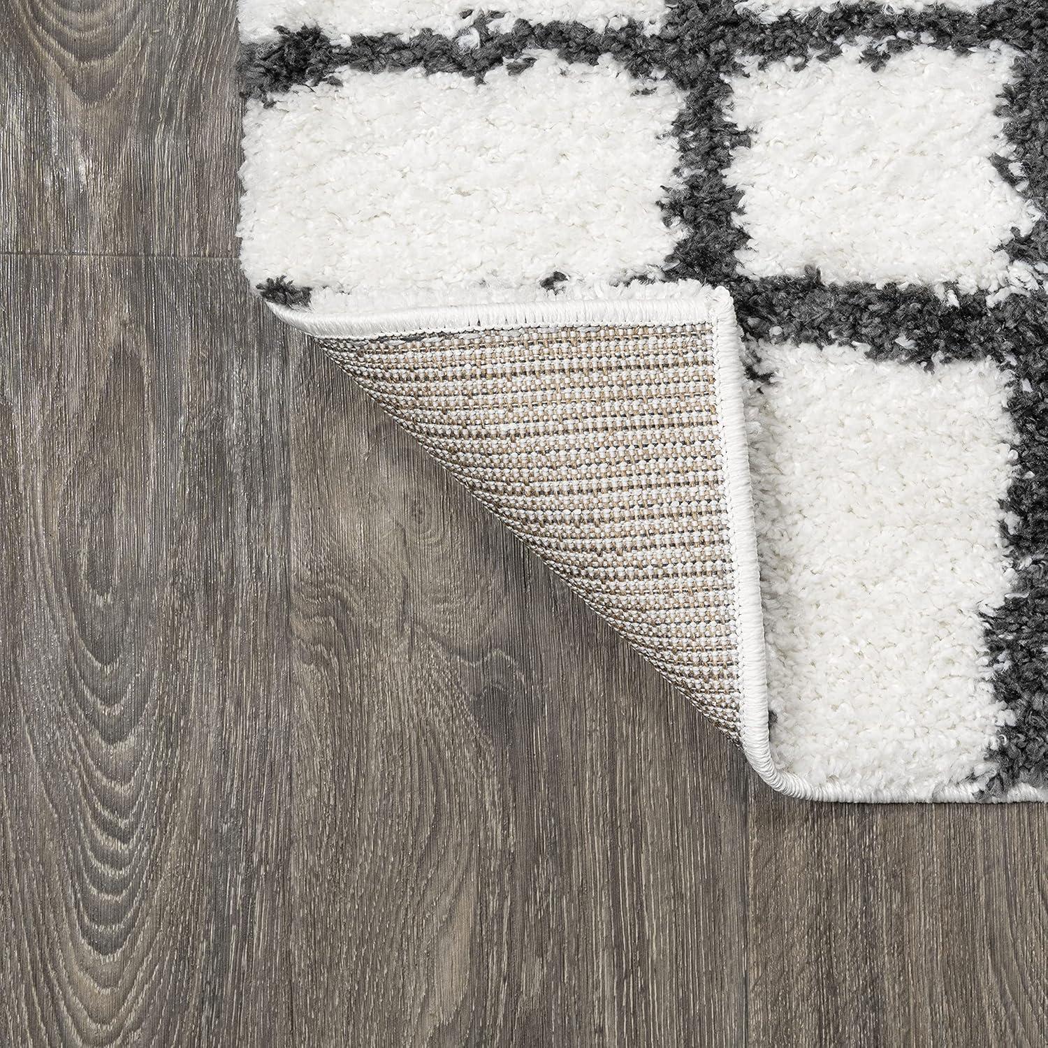image:imageJONATHAN Y Arenal Geometric Grid Shag WhiteGray Indoor Area Rug 3x5 Bohemian Contemporary EasyCleaning for Living Room Bedroom Kitchen Pet Friendly NonShedding MOH409A32 x 8 Runner
