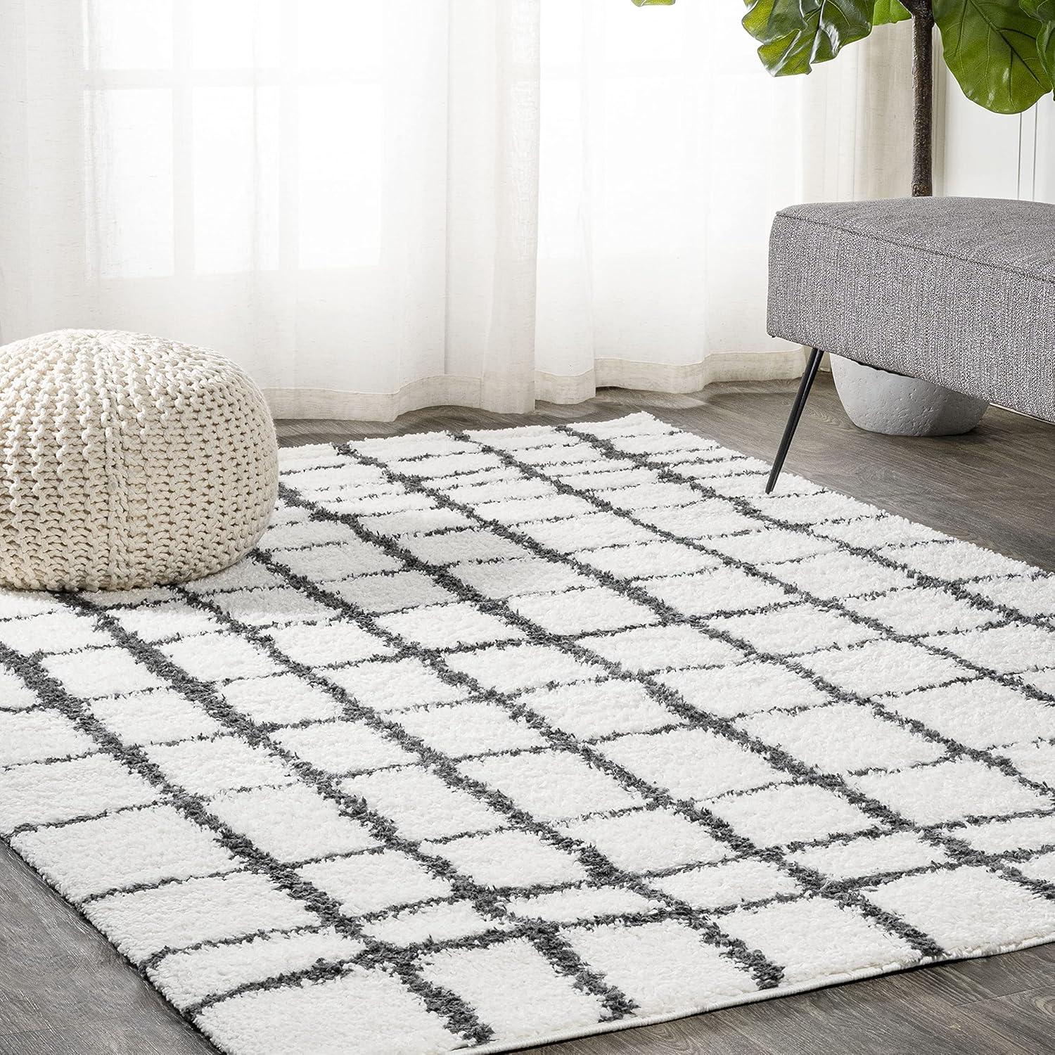 image:imageJONATHAN Y Arenal Geometric Grid Shag WhiteGray Indoor Area Rug 3x5 Bohemian Contemporary EasyCleaning for Living Room Bedroom Kitchen Pet Friendly NonShedding MOH409A34 x 6 Rectangular