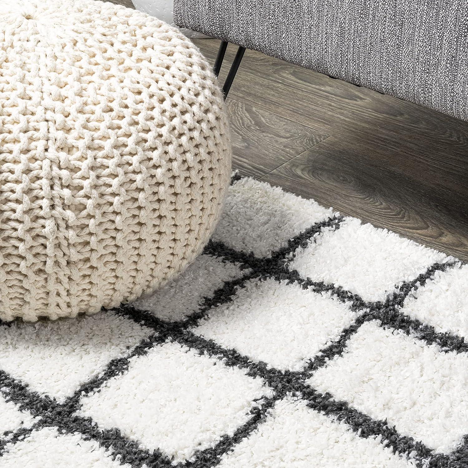 image:imageJONATHAN Y Arenal Geometric Grid Shag WhiteGray Indoor Area Rug 3x5 Bohemian Contemporary EasyCleaning for Living Room Bedroom Kitchen Pet Friendly NonShedding MOH409A32 x 10 Runner