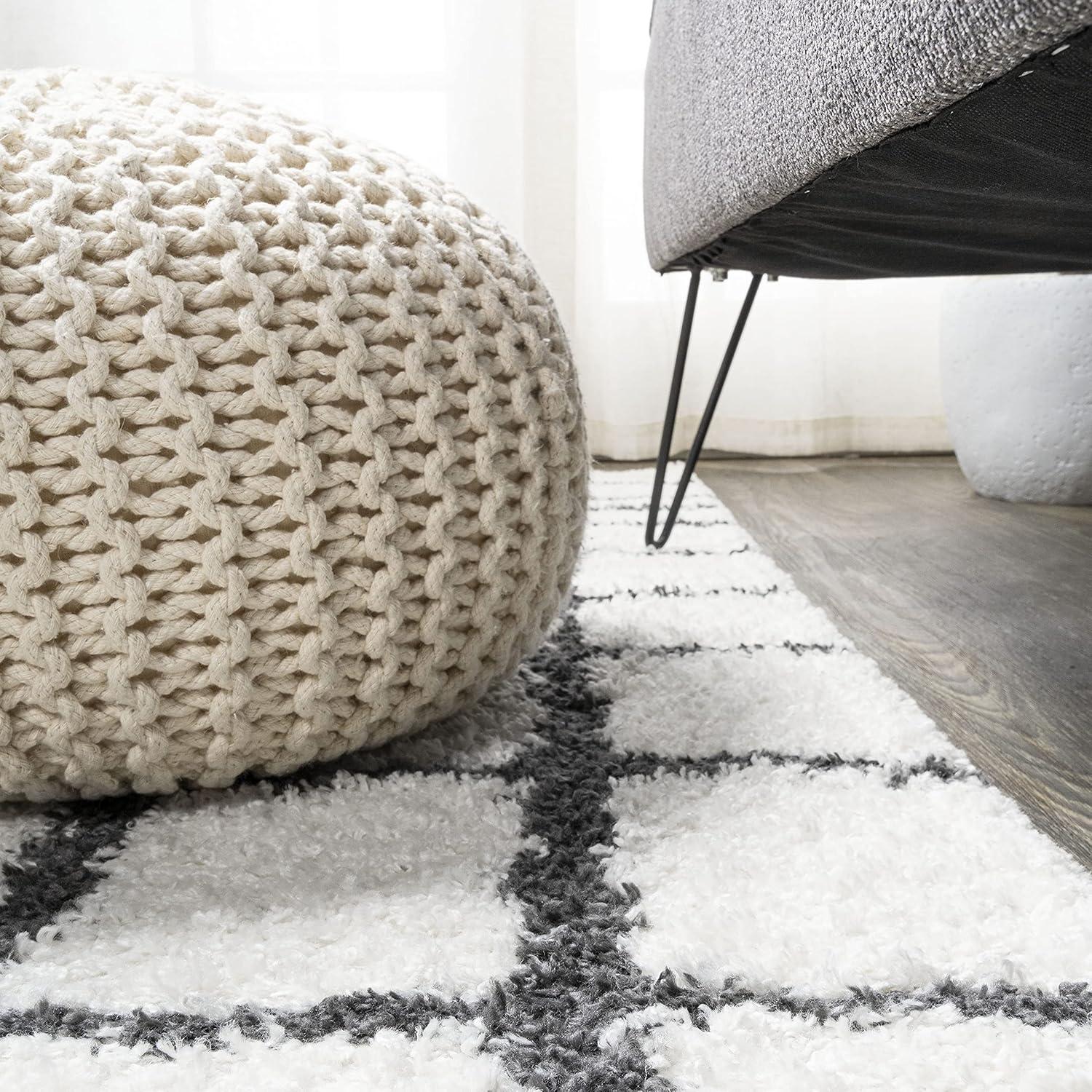 image:imageJONATHAN Y Arenal Geometric Grid Shag WhiteGray Indoor Area Rug 3x5 Bohemian Contemporary EasyCleaning for Living Room Bedroom Kitchen Pet Friendly NonShedding MOH409A32 x 8 Runner