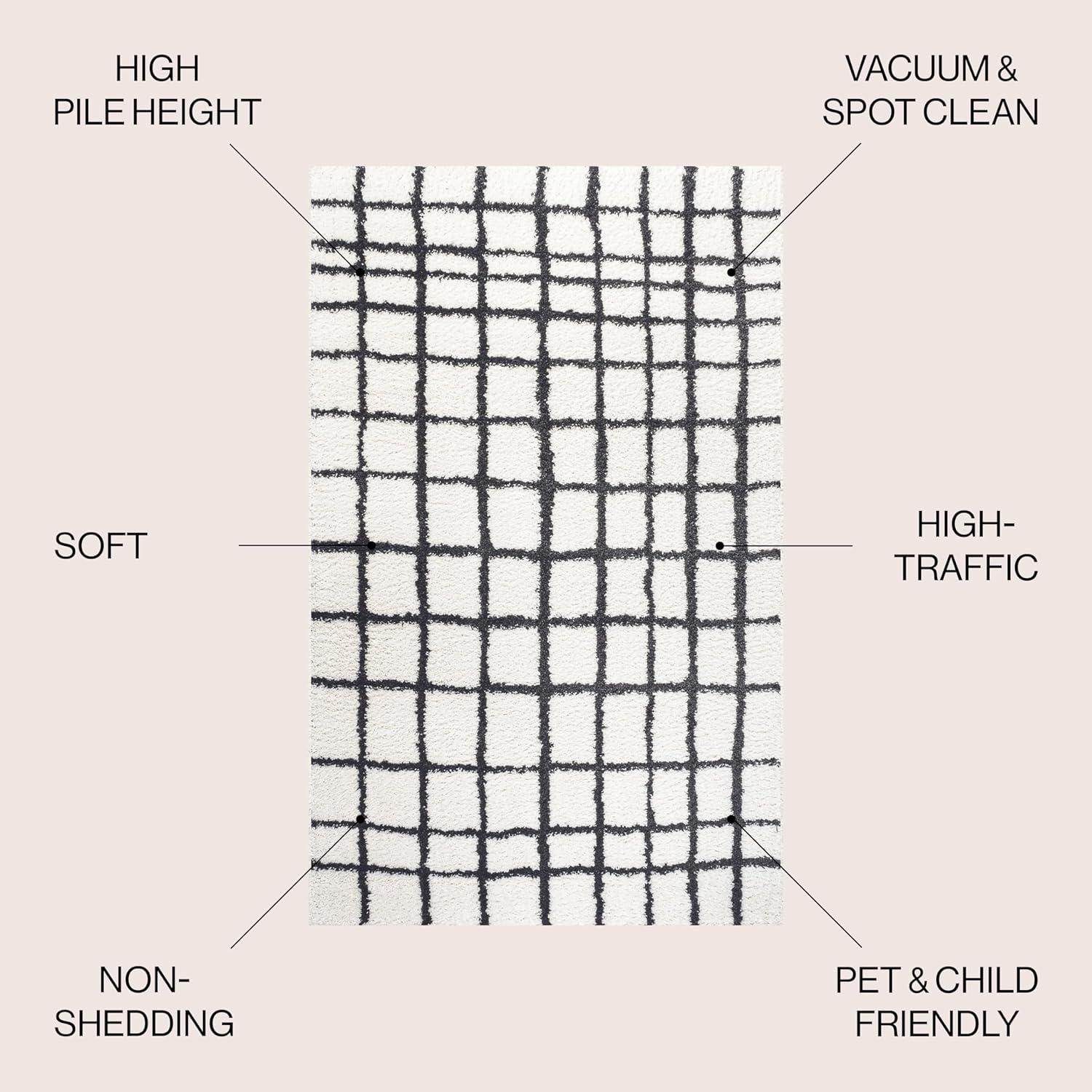 image:imageJONATHAN Y Arenal Geometric Grid Shag WhiteGray Indoor Area Rug 3x5 Bohemian Contemporary EasyCleaning for Living Room Bedroom Kitchen Pet Friendly NonShedding MOH409A33 x 5 Rectangular