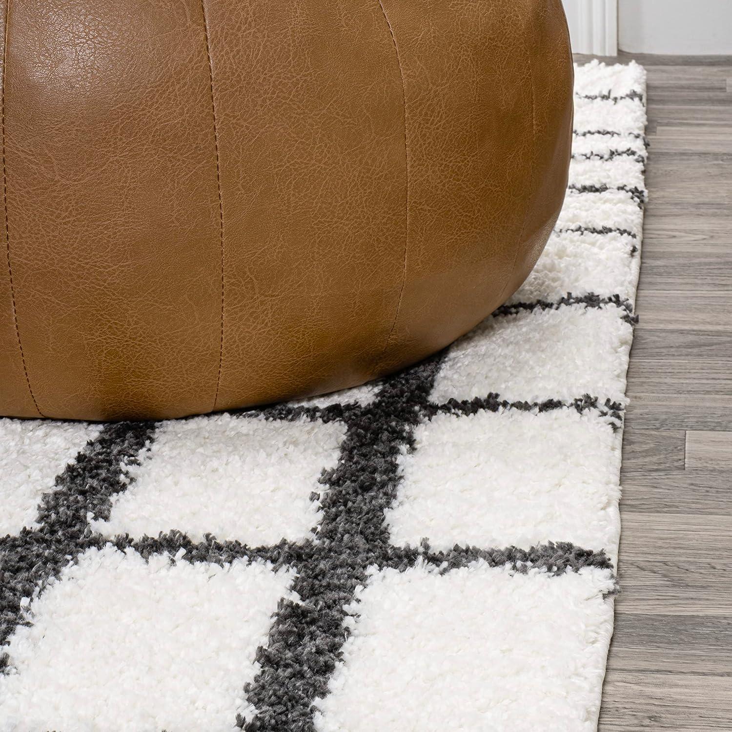 image:imageJONATHAN Y Arenal Geometric Grid Shag WhiteGray Indoor Area Rug 3x5 Bohemian Contemporary EasyCleaning for Living Room Bedroom Kitchen Pet Friendly NonShedding MOH409A351 x 8 Rectangular
