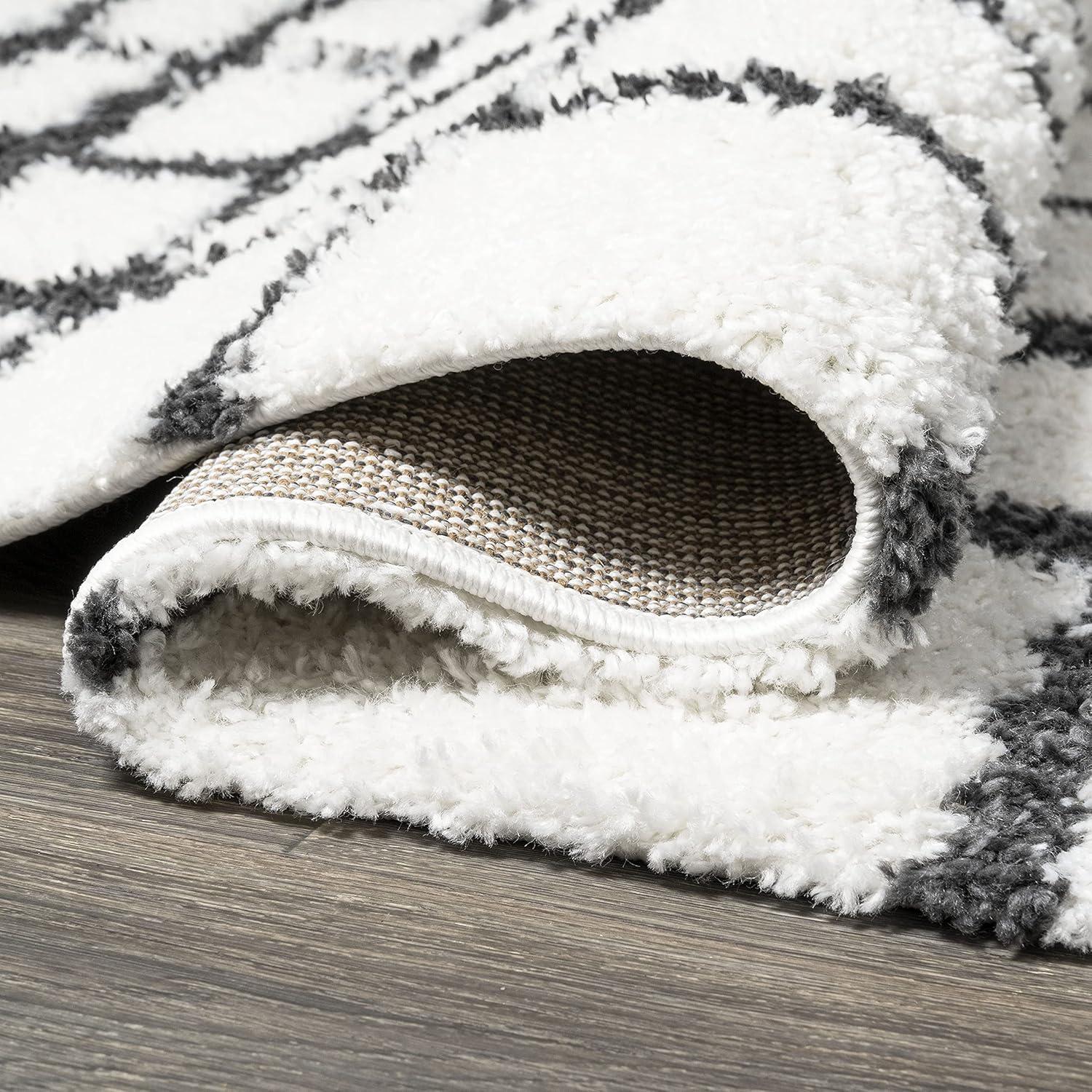 image:imageJONATHAN Y Arenal Geometric Grid Shag WhiteGray Indoor Area Rug 3x5 Bohemian Contemporary EasyCleaning for Living Room Bedroom Kitchen Pet Friendly NonShedding MOH409A32 x 10 Runner
