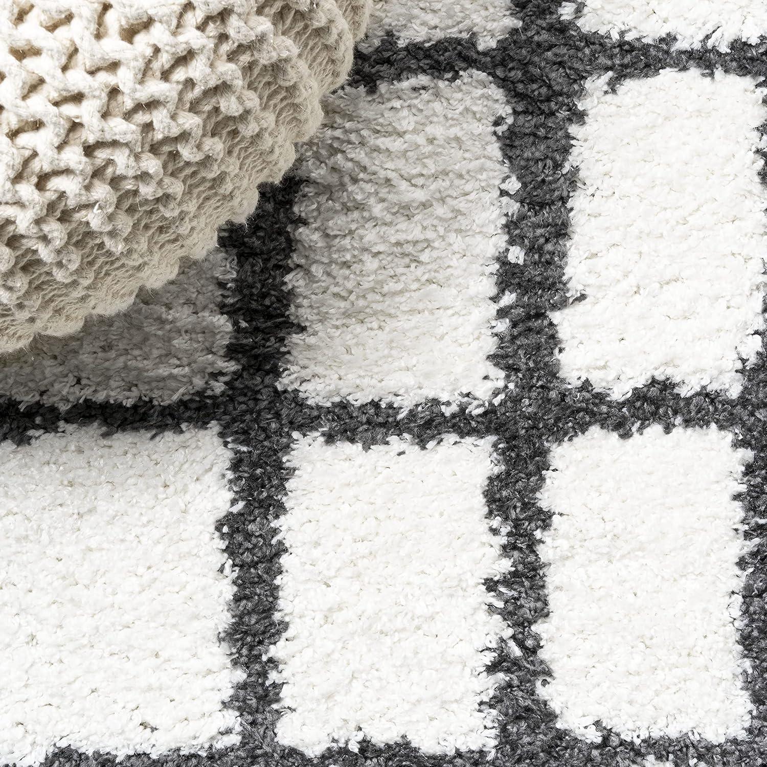 image:imageJONATHAN Y Arenal Geometric Grid Shag WhiteGray Indoor Area Rug 3x5 Bohemian Contemporary EasyCleaning for Living Room Bedroom Kitchen Pet Friendly NonShedding MOH409A32 x 10 Runner
