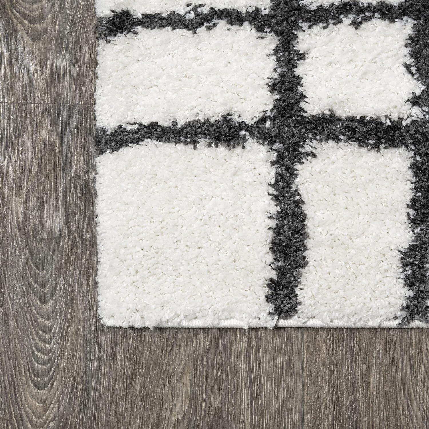 image:imageJONATHAN Y Arenal Geometric Grid Shag WhiteGray Indoor Area Rug 3x5 Bohemian Contemporary EasyCleaning for Living Room Bedroom Kitchen Pet Friendly NonShedding MOH409A34 x 6 Rectangular