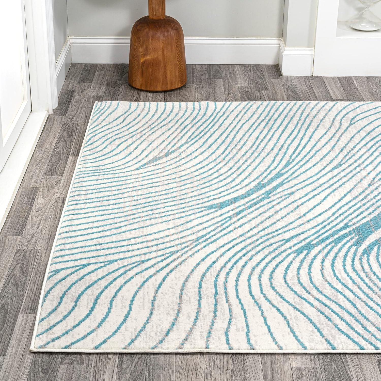 image:imageJONATHAN Y Arlo Woodgrain Geometric IvoryBlue Indoor Area Rug 3x5 Modern Contemporary EasyCleaning for Living Room Bedroom Kitchen Pet Friendly NonShedding LUX104A3710 x 10 Rectangular