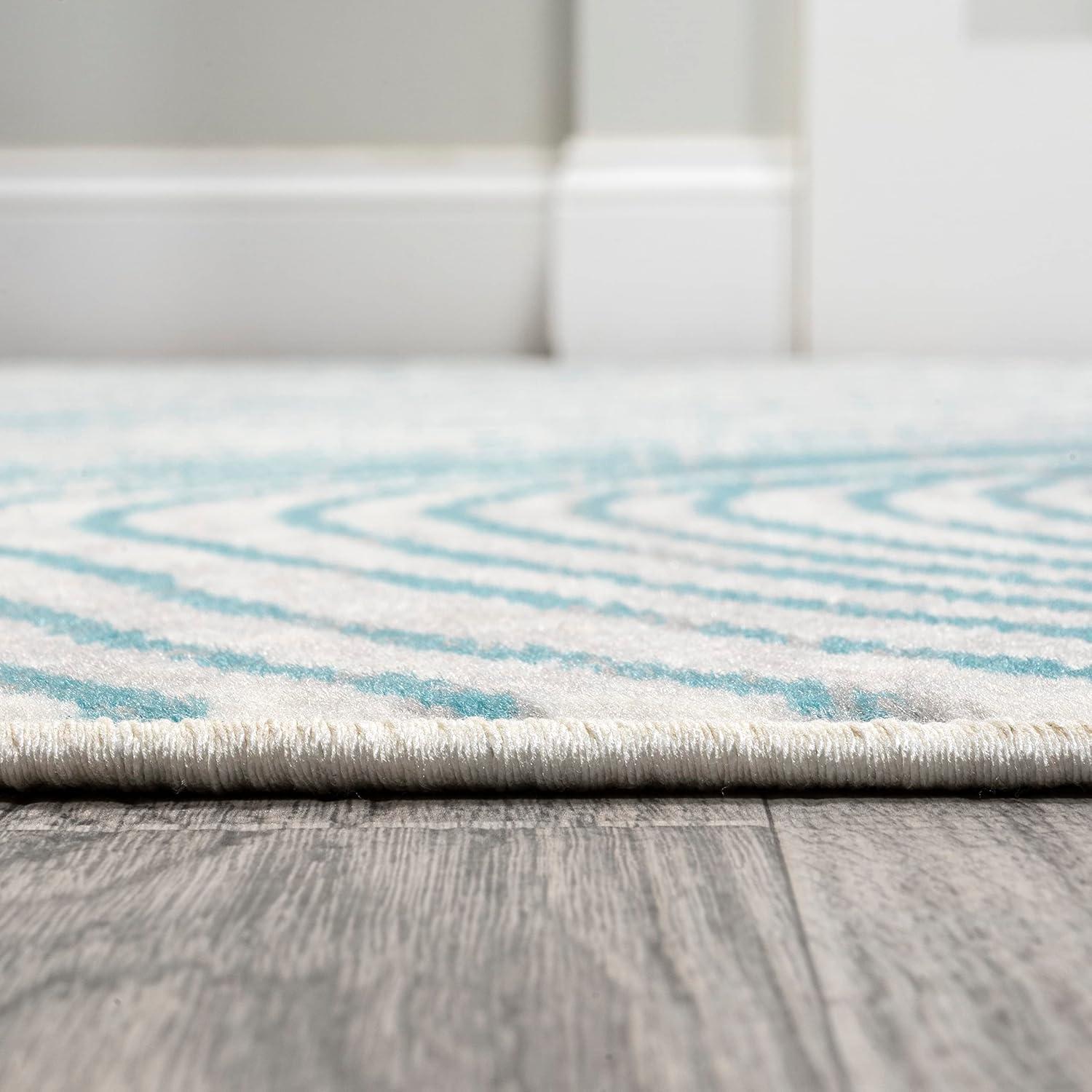 image:imageJONATHAN Y Arlo Woodgrain Geometric IvoryBlue Indoor Area Rug 3x5 Modern Contemporary EasyCleaning for Living Room Bedroom Kitchen Pet Friendly NonShedding LUX104A3710 x 10 Rectangular