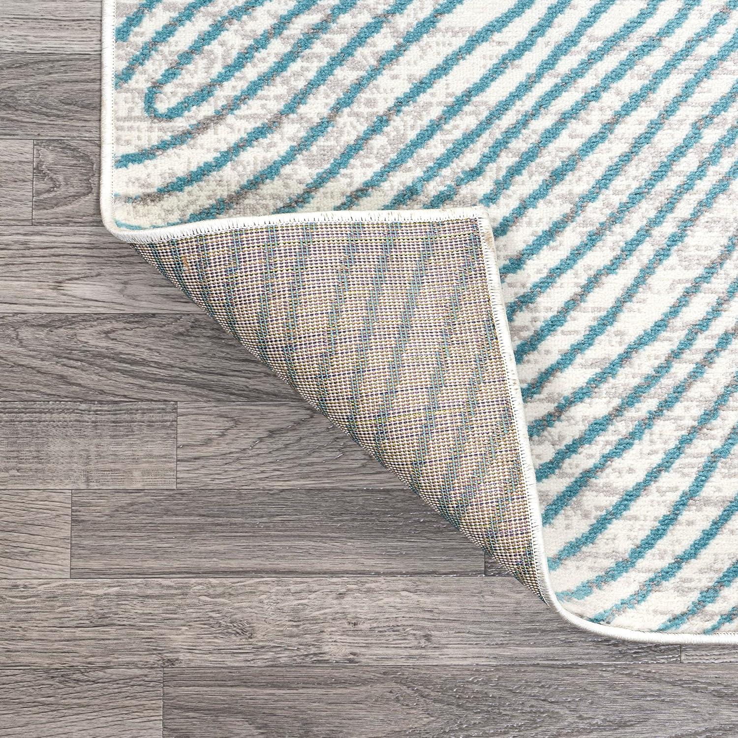 image:imageJONATHAN Y Arlo Woodgrain Geometric IvoryBlue Indoor Area Rug 3x5 Modern Contemporary EasyCleaning for Living Room Bedroom Kitchen Pet Friendly NonShedding LUX104A3311 x 6 Rectangular