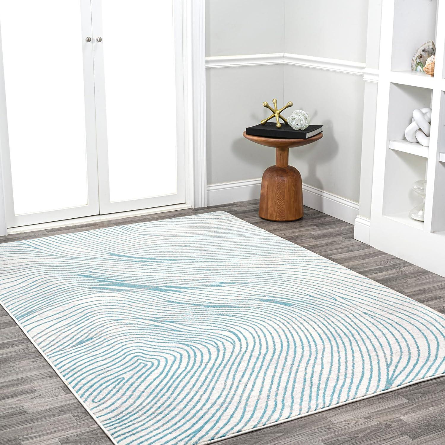 image:imageJONATHAN Y Arlo Woodgrain Geometric IvoryBlue Indoor Area Rug 3x5 Modern Contemporary EasyCleaning for Living Room Bedroom Kitchen Pet Friendly NonShedding LUX104A3710 x 10 Rectangular