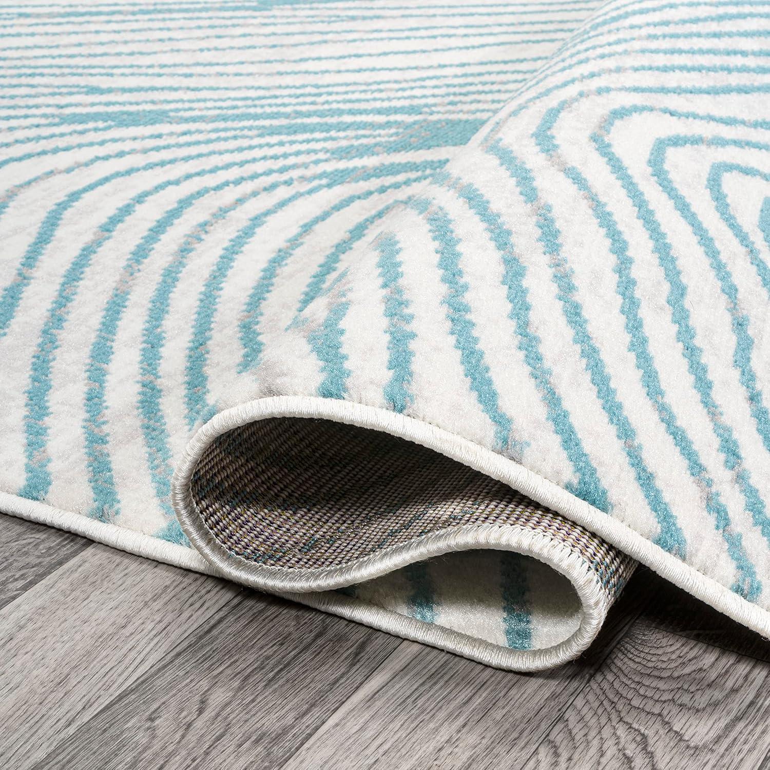 image:imageJONATHAN Y Arlo Woodgrain Geometric IvoryBlue Indoor Area Rug 3x5 Modern Contemporary EasyCleaning for Living Room Bedroom Kitchen Pet Friendly NonShedding LUX104A3311 x 6 Rectangular