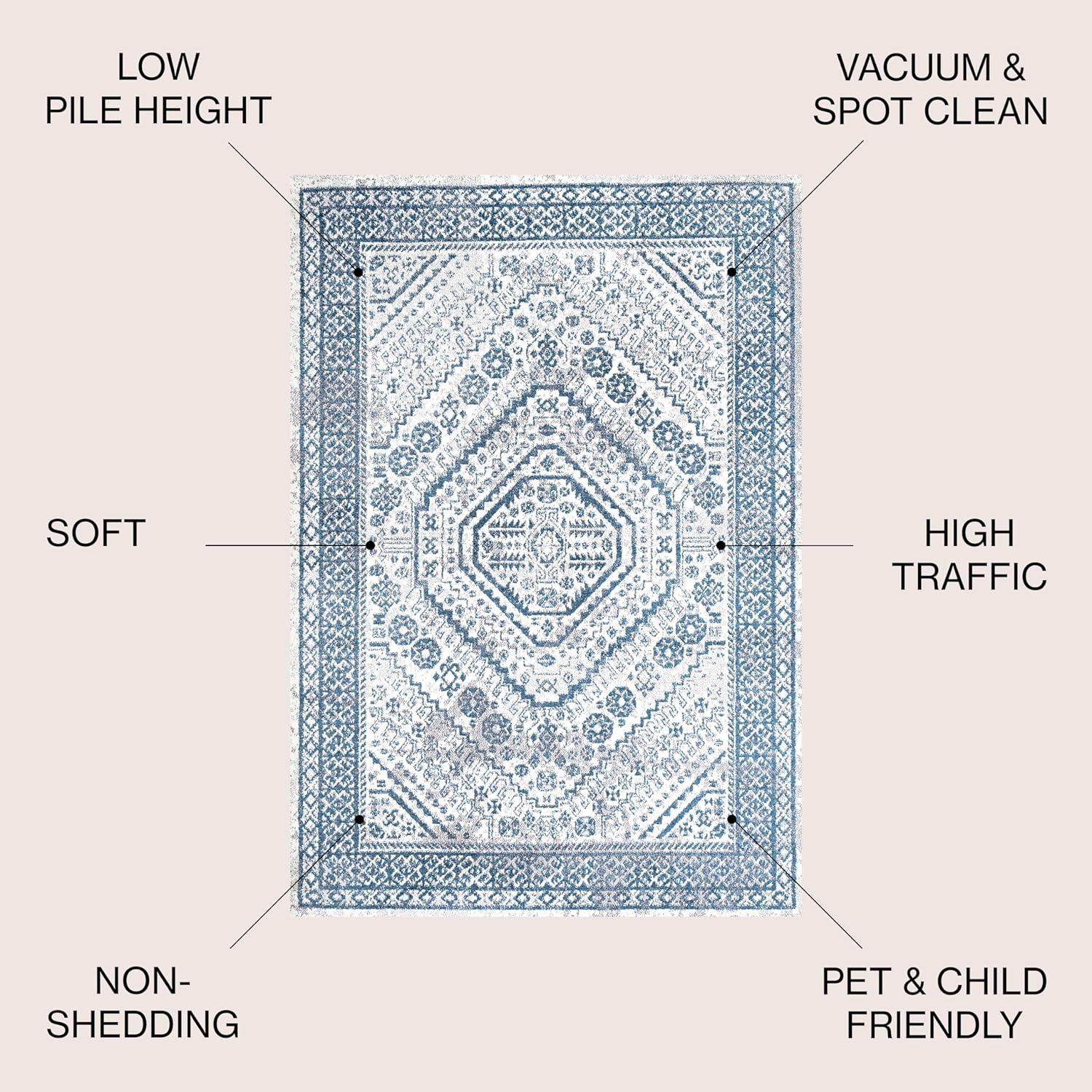 image:imageJONATHAN Y Boho Cottage Medallion RedIvory Indoor Area Rug 3x5 Bohemian Vintage EasyCleaning for Living Room Bedroom Kitchen Pet Friendly NonShedding MDP501A3BlueWhite