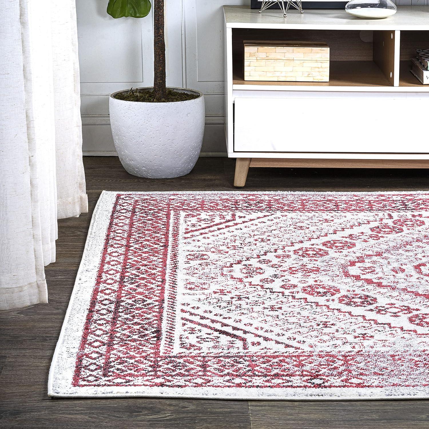 image:imageJONATHAN Y Boho Cottage Medallion RedIvory Indoor Area Rug 3x5 Bohemian Vintage EasyCleaning for Living Room Bedroom Kitchen Pet Friendly NonShedding MDP501A3RedIvory