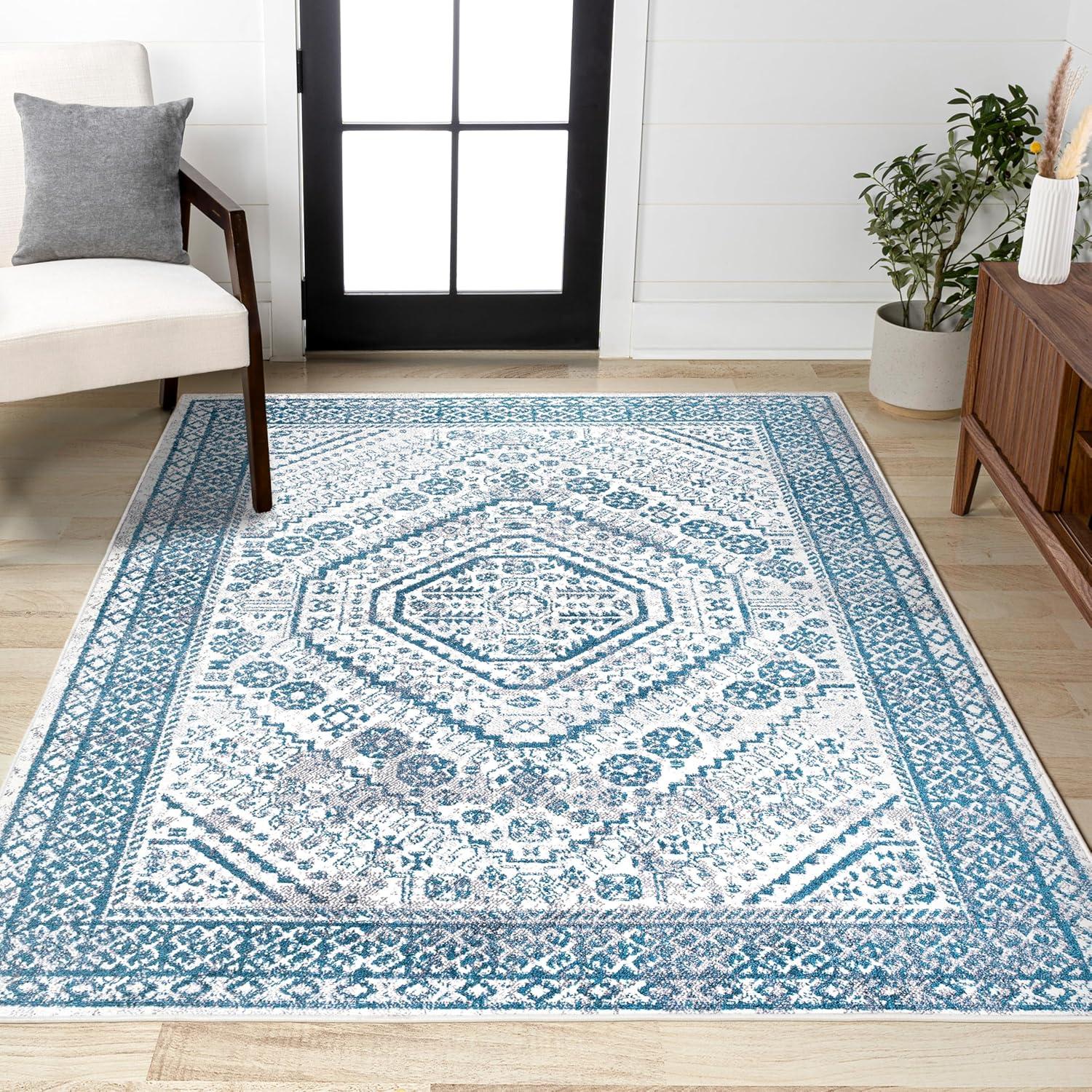 image:imageJONATHAN Y Boho Cottage Medallion RedIvory Indoor Area Rug 3x5 Bohemian Vintage EasyCleaning for Living Room Bedroom Kitchen Pet Friendly NonShedding MDP501A3BlueWhite
