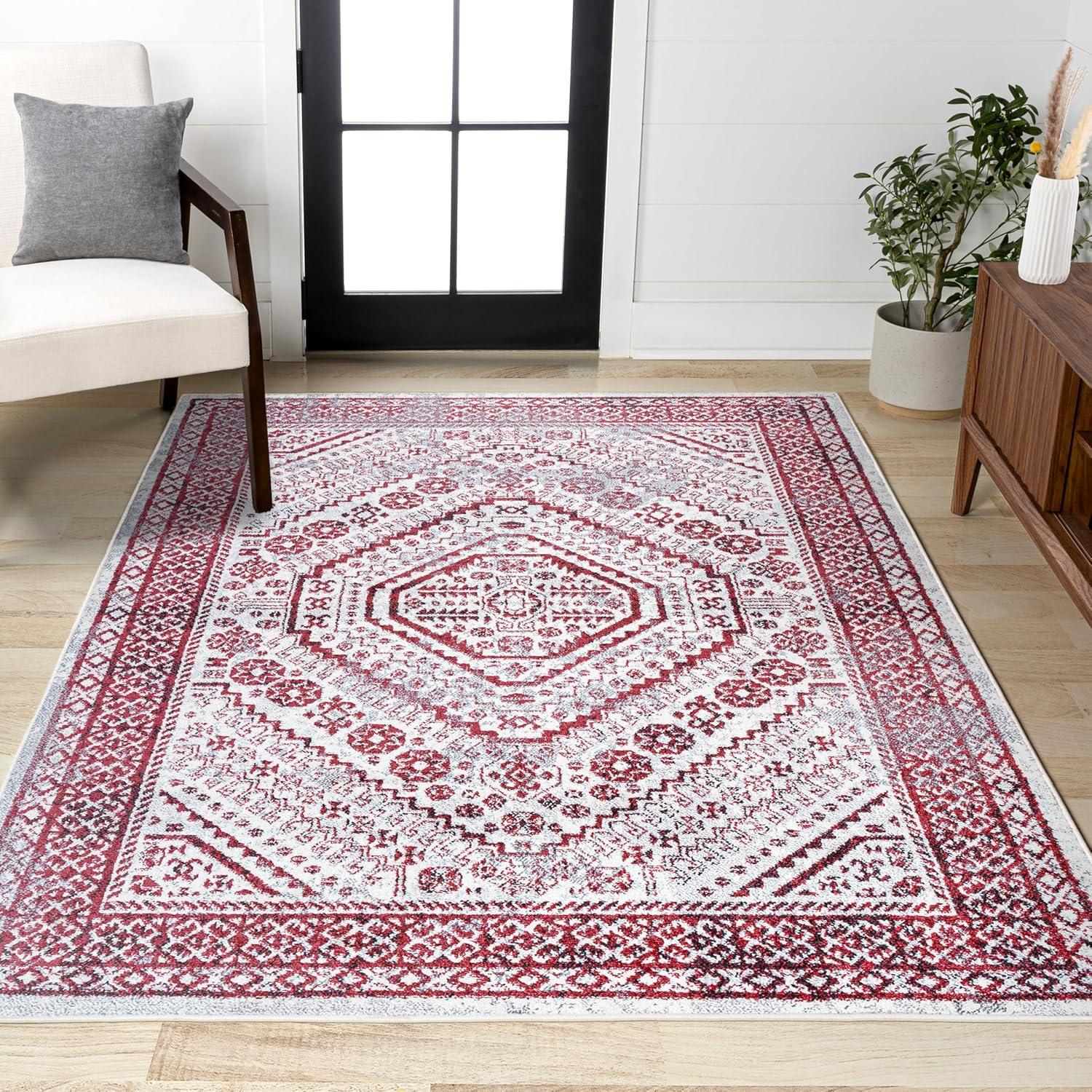 image:imageJONATHAN Y Boho Cottage Medallion RedIvory Indoor Area Rug 3x5 Bohemian Vintage EasyCleaning for Living Room Bedroom Kitchen Pet Friendly NonShedding MDP501A3RedIvory
