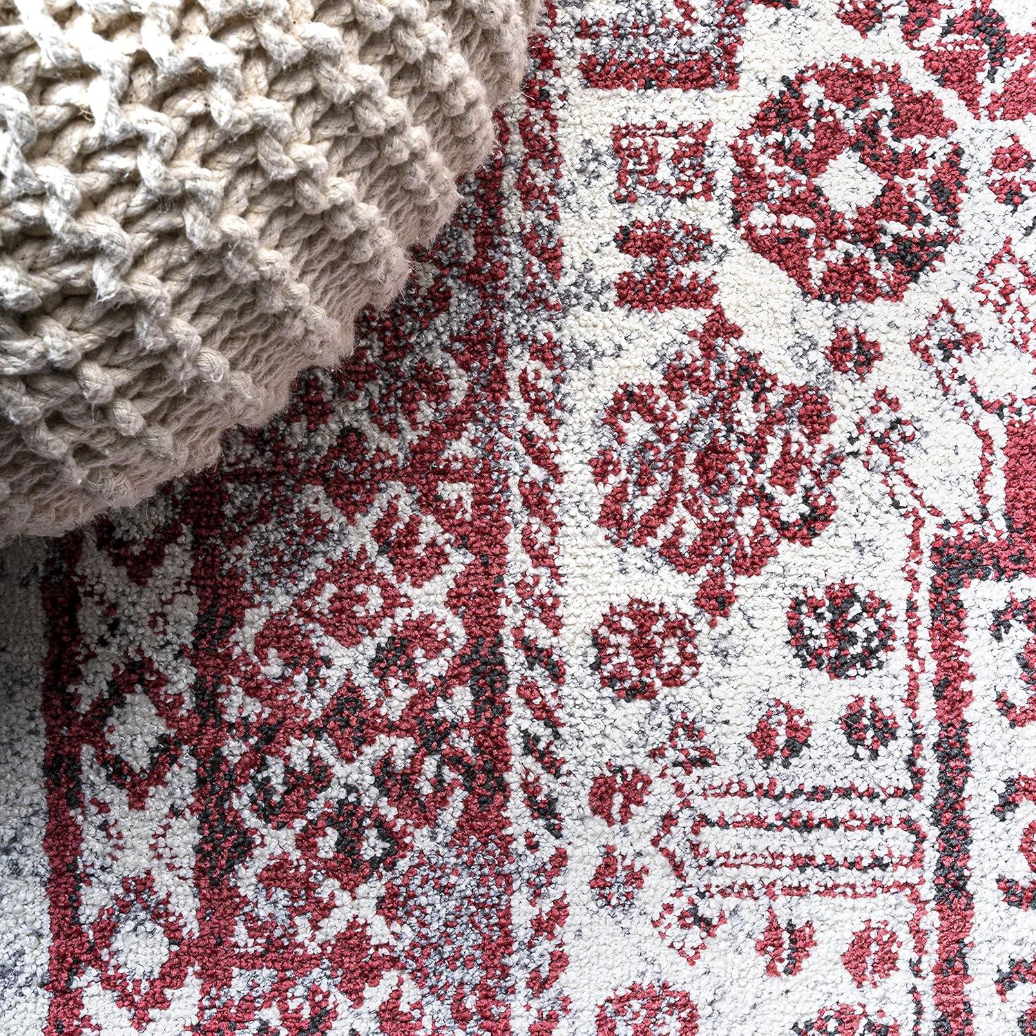 image:imageJONATHAN Y Boho Cottage Medallion RedIvory Indoor Area Rug 3x5 Bohemian Vintage EasyCleaning for Living Room Bedroom Kitchen Pet Friendly NonShedding MDP501A3RedIvory
