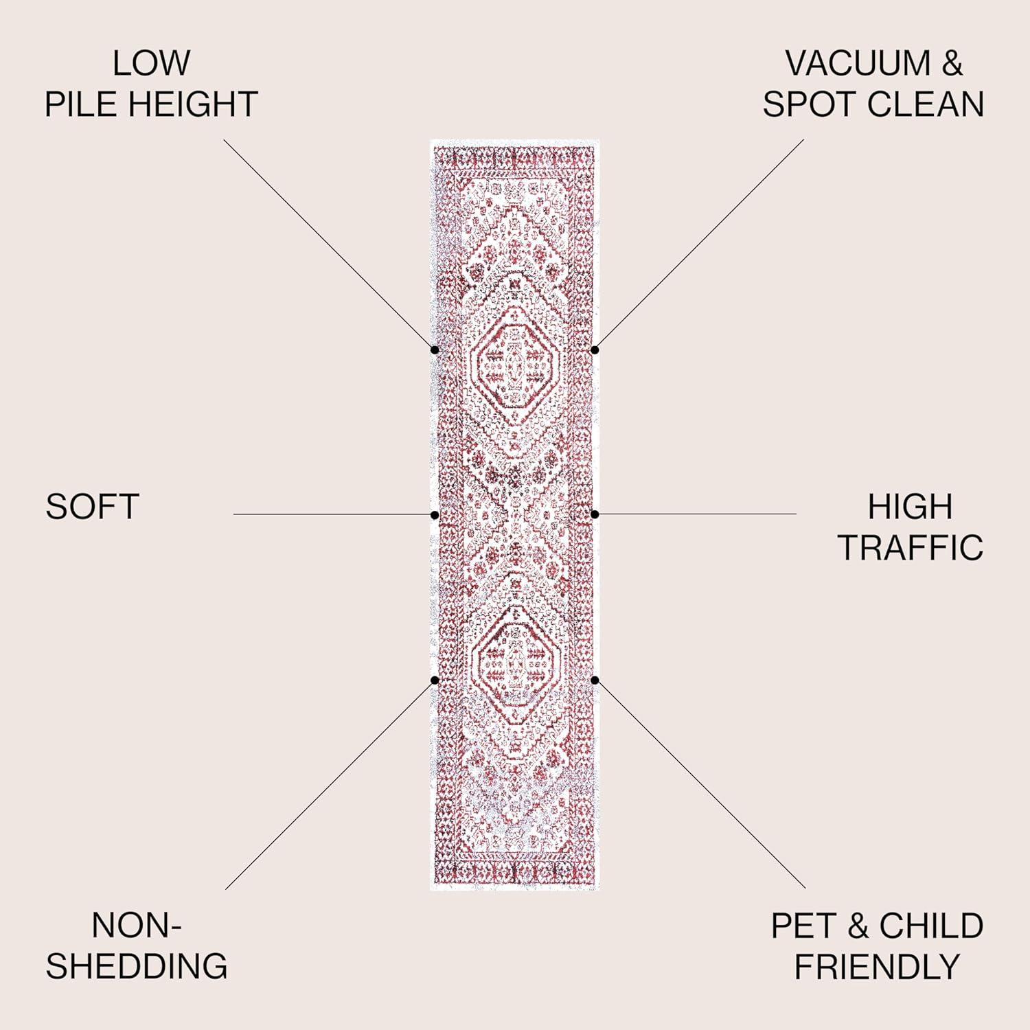 image:imageJONATHAN Y Boho Cottage Medallion RedIvory Indoor Area Rug 3x5 Bohemian Vintage EasyCleaning for Living Room Bedroom Kitchen Pet Friendly NonShedding MDP501A3RedIvory