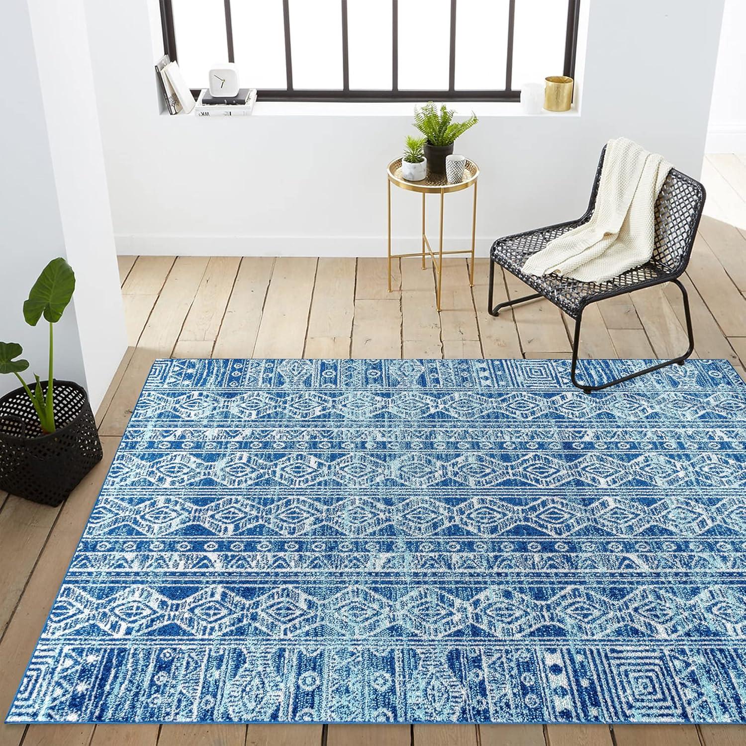 image:imageJONATHAN Y Boho Vintage Tribal BlueGray Indoor Area Rug 3X5 ft Modern for Living Room Bedroom Kitchen Office EasyCleaning High Traffic PetFriendly NonShedding MOH100A33 x 5 Rectangular