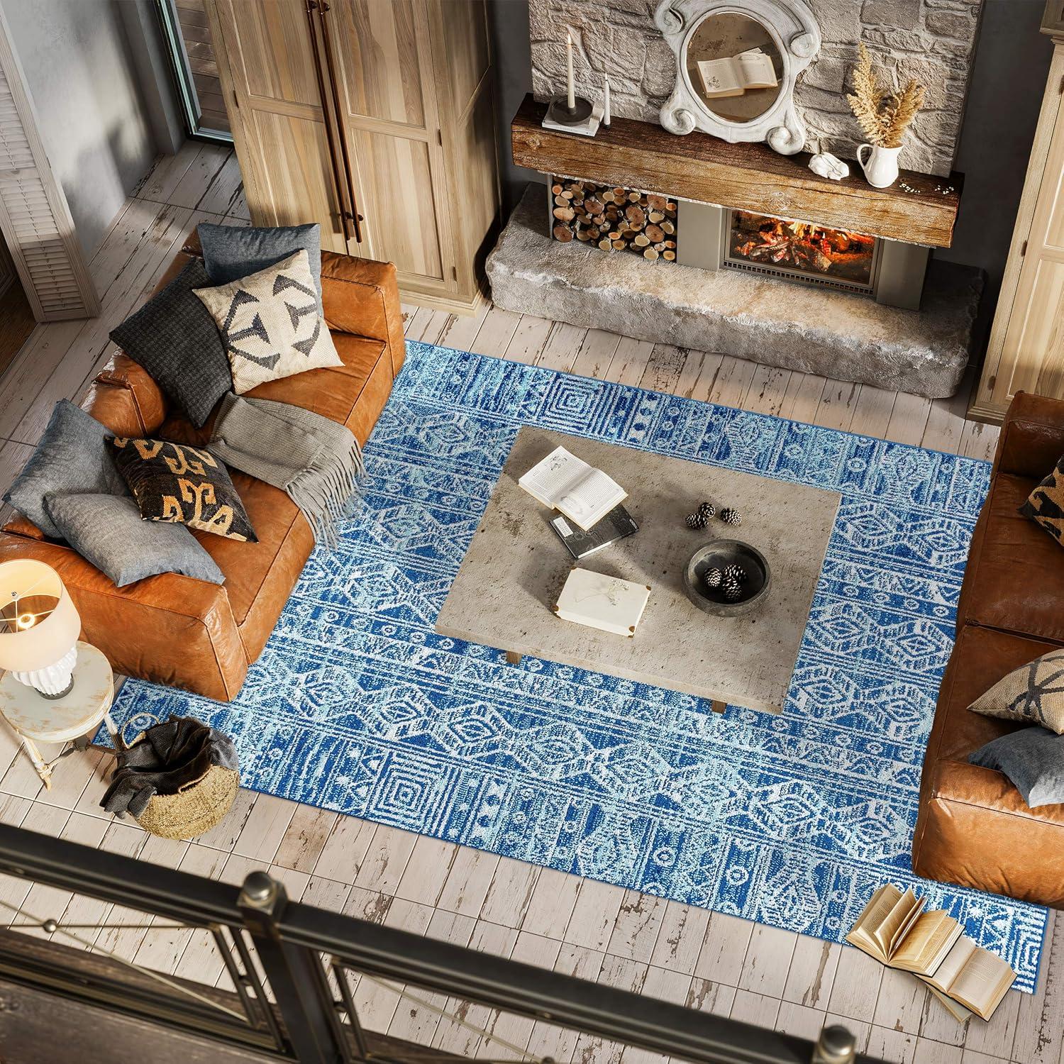 image:imageJONATHAN Y Boho Vintage Tribal BlueGray Indoor Area Rug 3X5 ft Modern for Living Room Bedroom Kitchen Office EasyCleaning High Traffic PetFriendly NonShedding MOH100A353 x 77 Rectangular