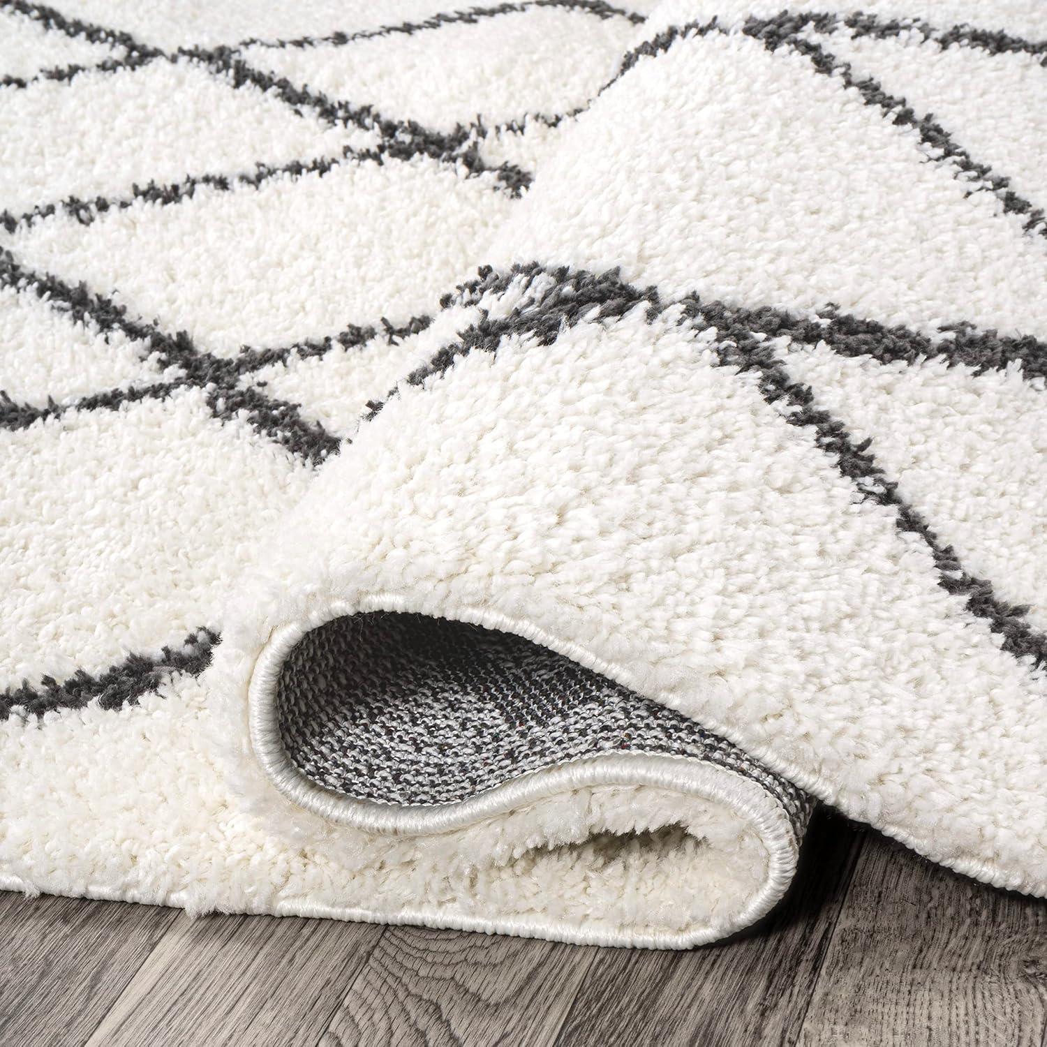 image:imageJONATHAN Y Cami Diamond Shag WhiteGray Indoor Area Rug 3x5 Moroccan Bohemian Contemporary EasyCleaning for Living Room Bedroom Kitchen Pet Friendly NonShedding MOH410A351 x 8 Rectangular