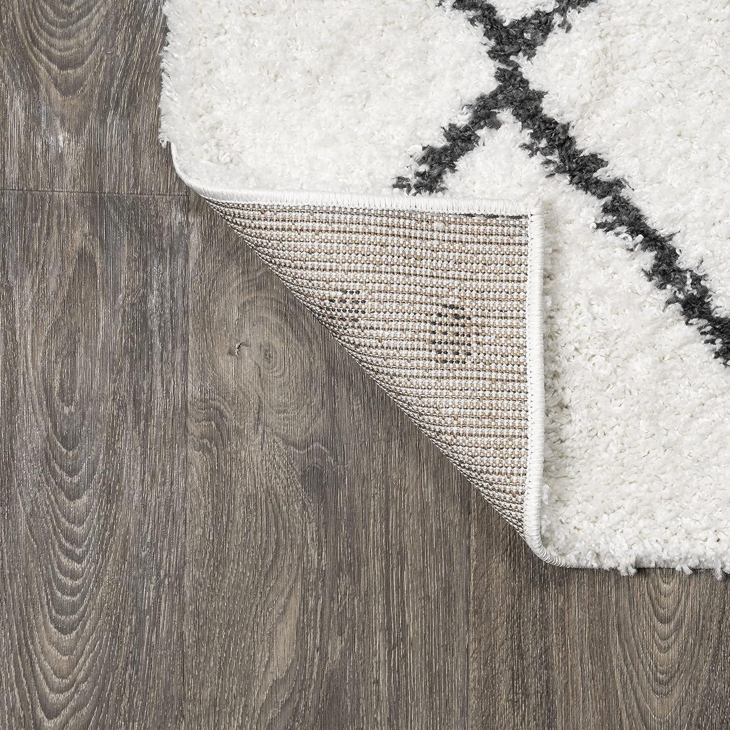 image:imageJONATHAN Y Cami Diamond Shag WhiteGray Indoor Area Rug 3x5 Moroccan Bohemian Contemporary EasyCleaning for Living Room Bedroom Kitchen Pet Friendly NonShedding MOH410A32 x 10 Runner