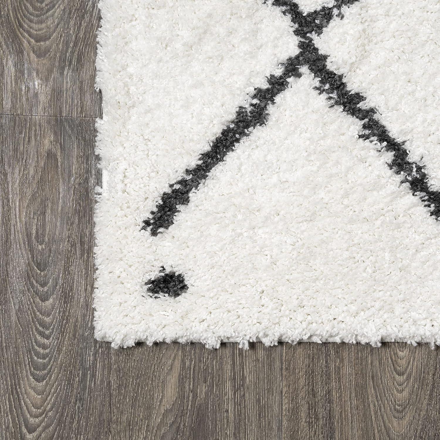 image:imageJONATHAN Y Cami Diamond Shag WhiteGray Indoor Area Rug 3x5 Moroccan Bohemian Contemporary EasyCleaning for Living Room Bedroom Kitchen Pet Friendly NonShedding MOH410A32 x 8 Runner