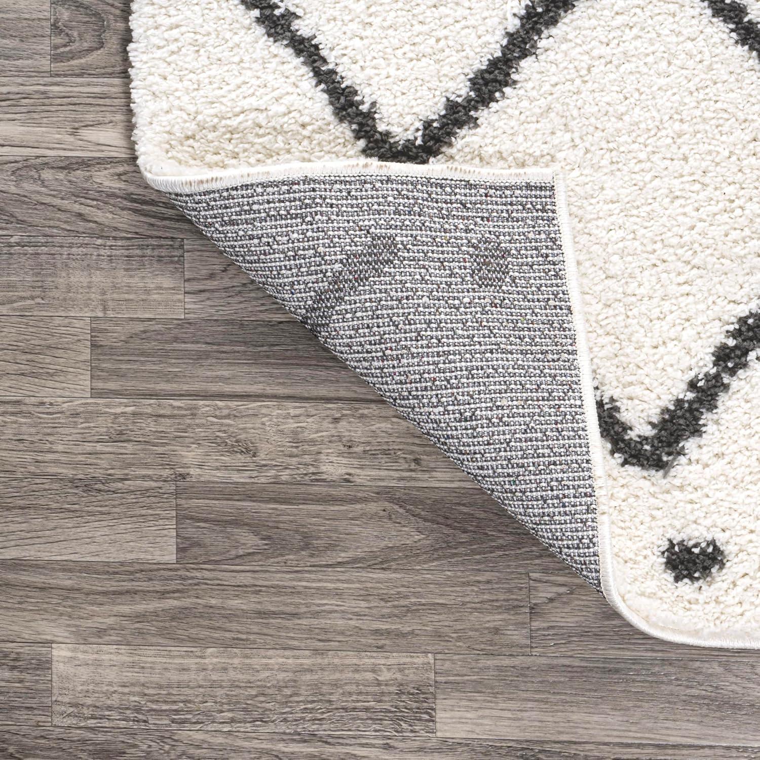 image:imageJONATHAN Y Cami Diamond Shag WhiteGray Indoor Area Rug 3x5 Moroccan Bohemian Contemporary EasyCleaning for Living Room Bedroom Kitchen Pet Friendly NonShedding MOH410A351 x 8 Rectangular