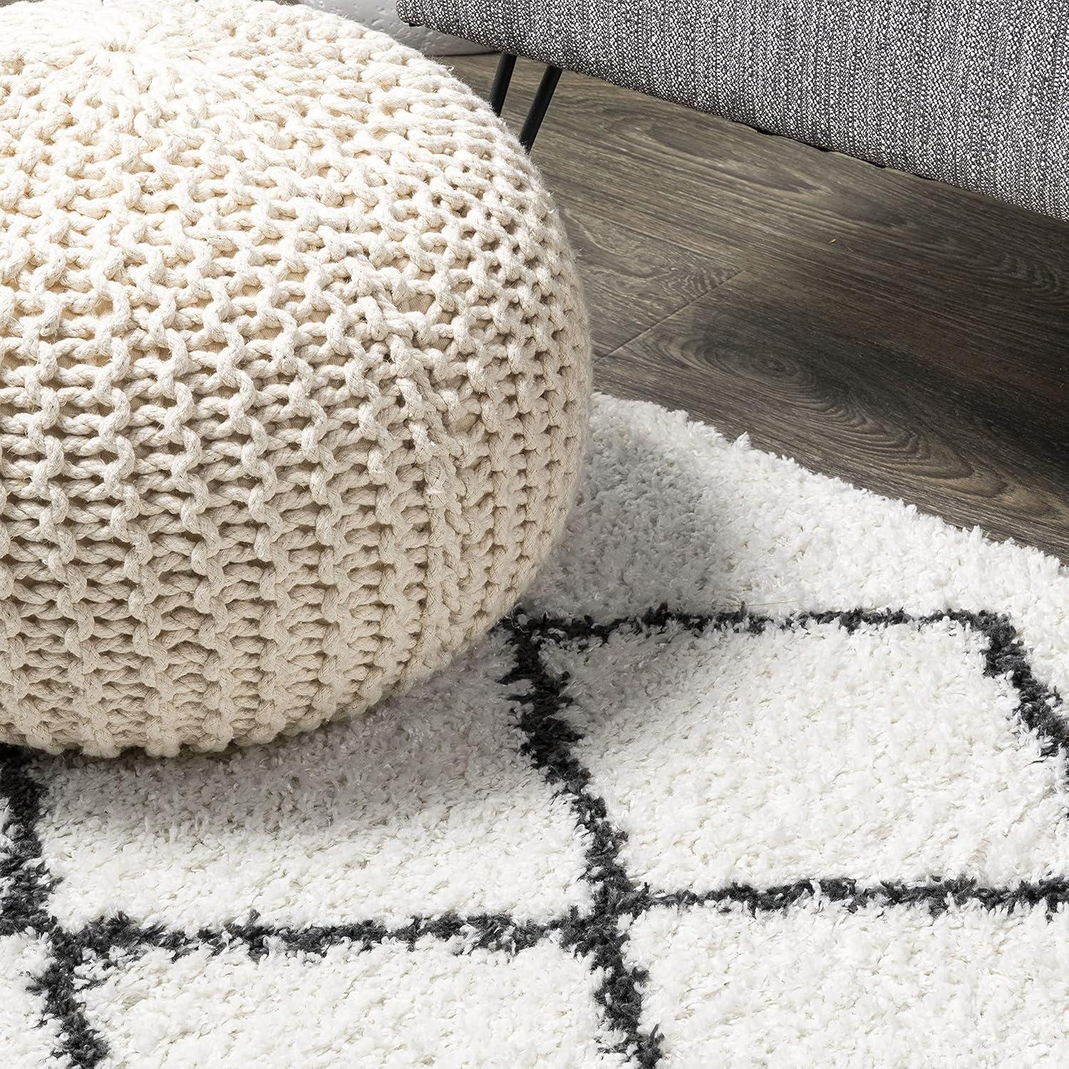 image:imageJONATHAN Y Cami Diamond Shag WhiteGray Indoor Area Rug 3x5 Moroccan Bohemian Contemporary EasyCleaning for Living Room Bedroom Kitchen Pet Friendly NonShedding MOH410A34 x 6 Rectangular