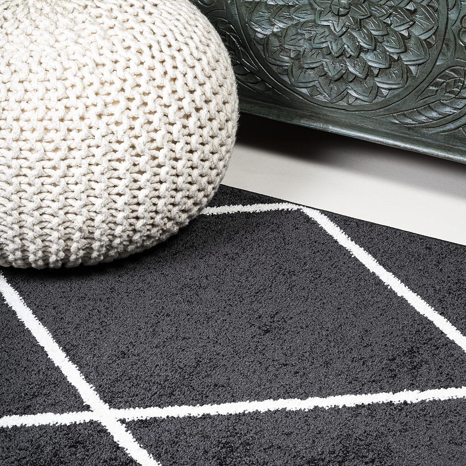 image:imageJONATHAN Y Cole Diamond Trellis Light BlueWhite Runner Rug 2x8 ModernContemporaryGeometricCasual EasyCleaning for Living RoomBedroomKitchenPet FriendlyNonShedding SEU102C28BlackWhite