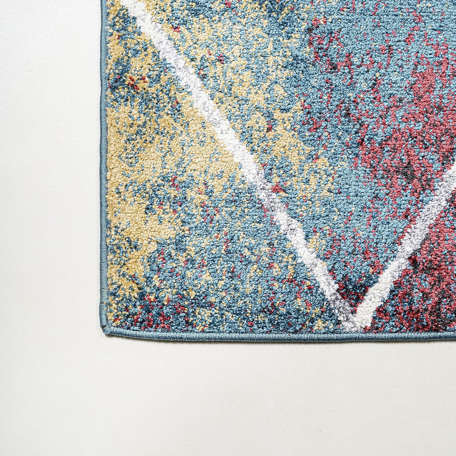 image:imageJONATHAN Y Cole Diamond Trellis Light BlueWhite Runner Rug 2x8 ModernContemporaryGeometricCasual EasyCleaning for Living RoomBedroomKitchenPet FriendlyNonShedding SEU102C28MultiWhite