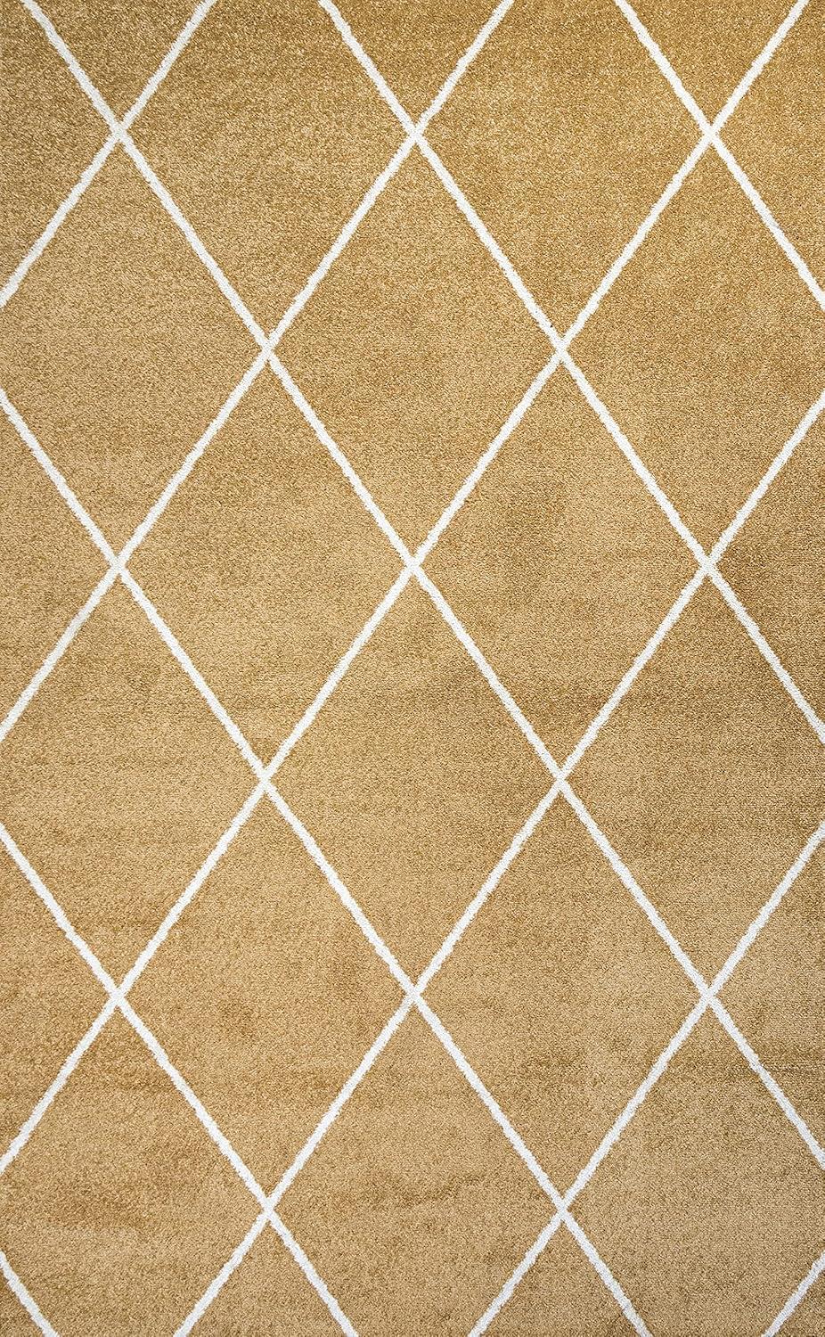 image:imageJONATHAN Y Cole Diamond Trellis Light BlueWhite Runner Rug 2x8 ModernContemporaryGeometricCasual EasyCleaning for Living RoomBedroomKitchenPet FriendlyNonShedding SEU102C28GoldWhite