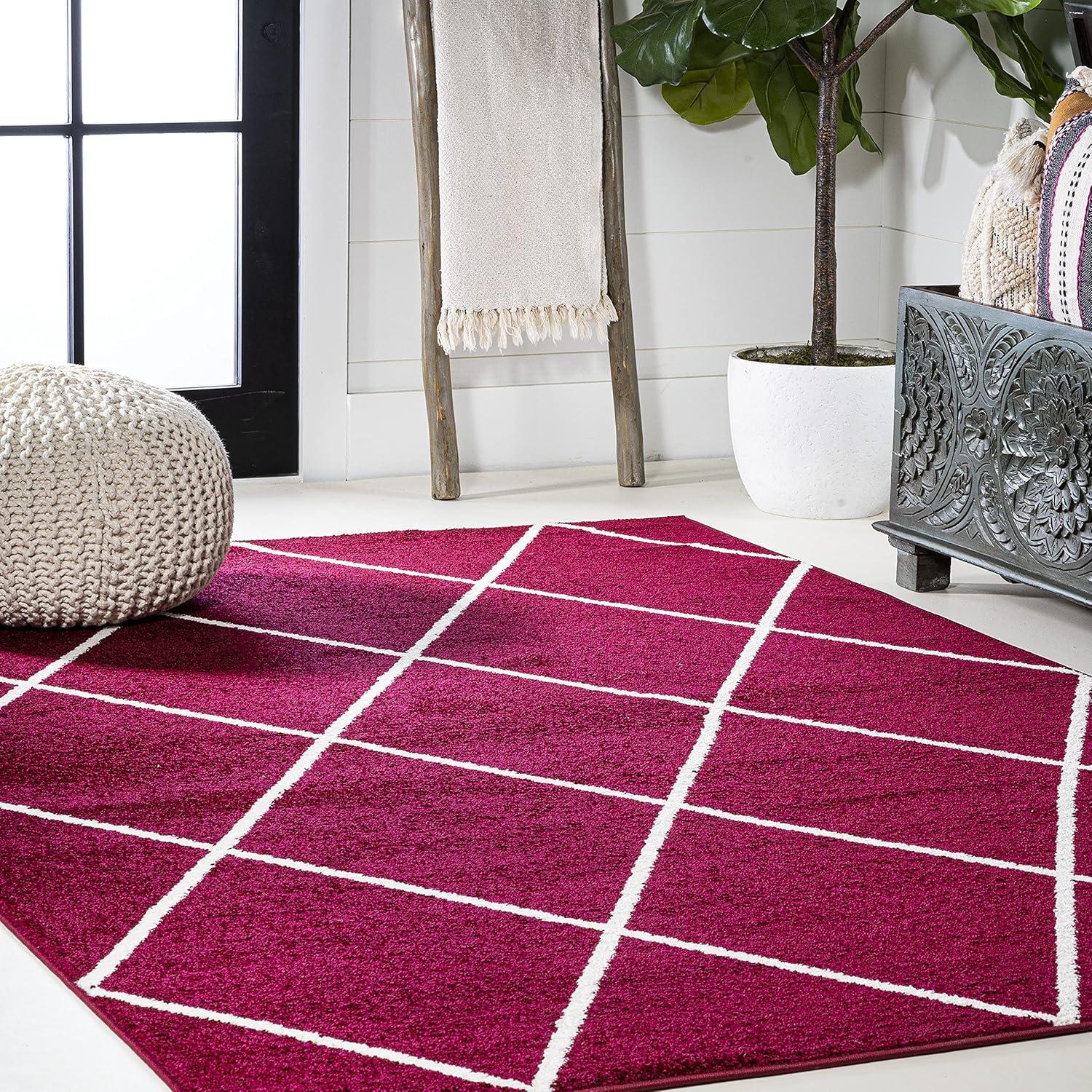 image:imageJONATHAN Y Cole Diamond Trellis Light BlueWhite Runner Rug 2x8 ModernContemporaryGeometricCasual EasyCleaning for Living RoomBedroomKitchenPet FriendlyNonShedding SEU102C28RedWhite
