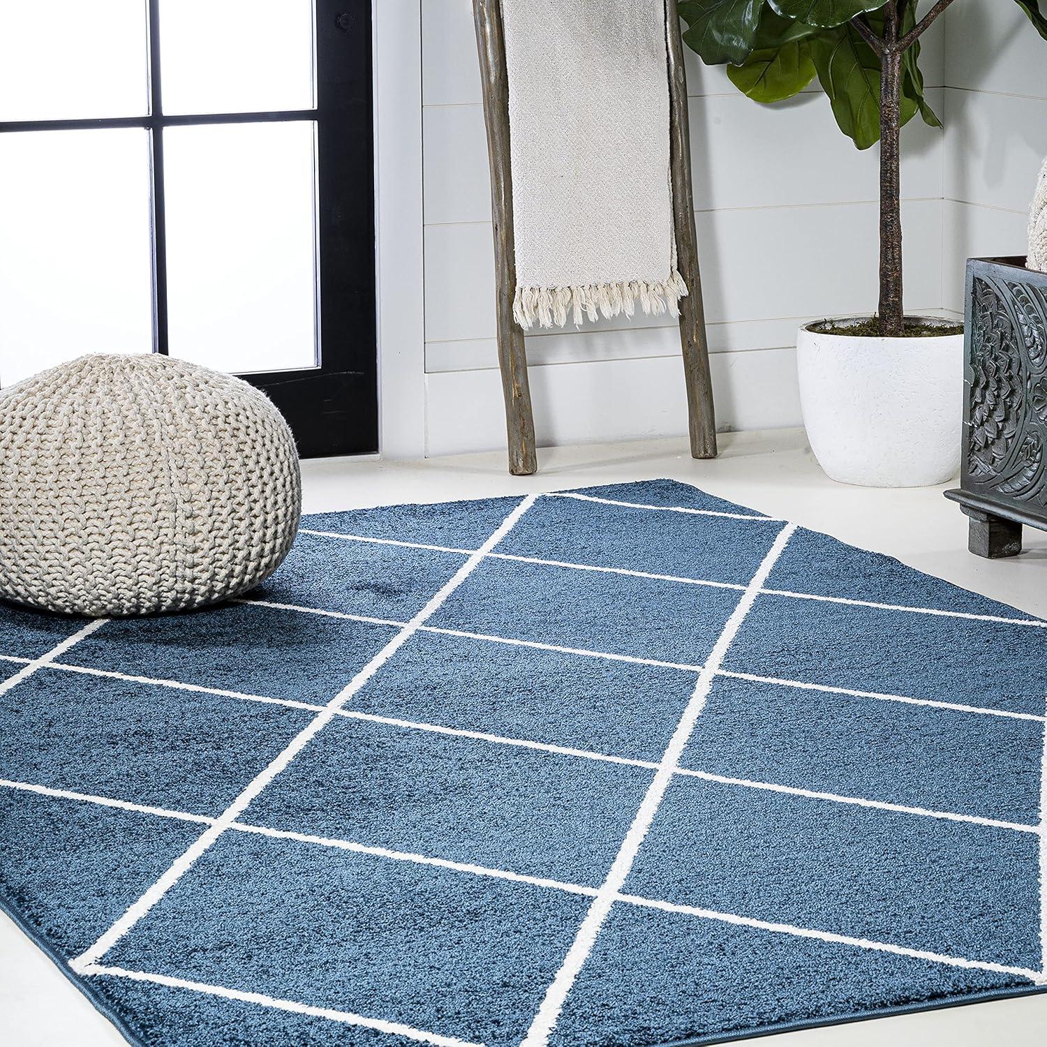 image:imageJONATHAN Y Cole Diamond Trellis Light BlueWhite Runner Rug 2x8 ModernContemporaryGeometricCasual EasyCleaning for Living RoomBedroomKitchenPet FriendlyNonShedding SEU102C28NavyWhite