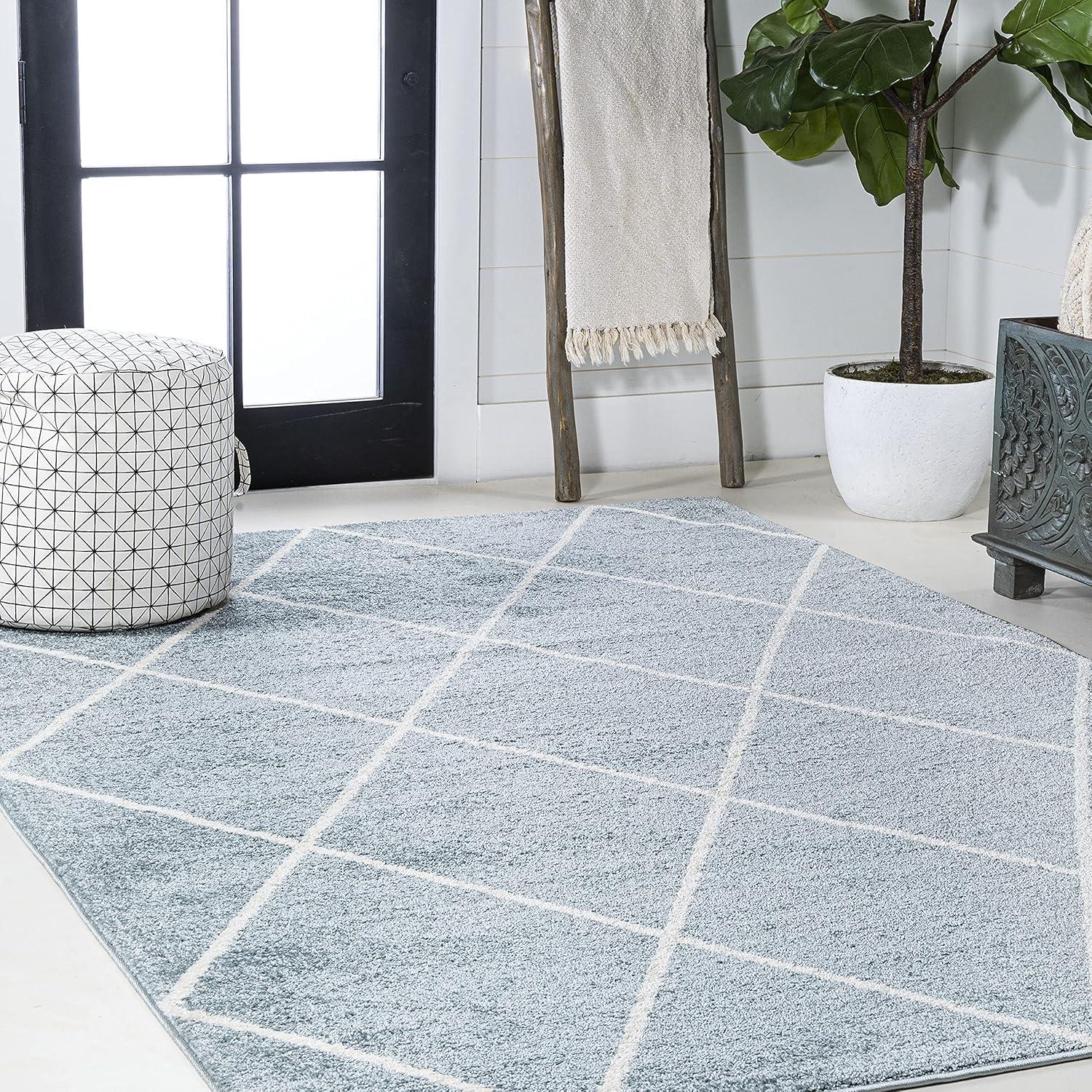 image:imageJONATHAN Y Cole Diamond Trellis Light BlueWhite Runner Rug 2x8 ModernContemporaryGeometricCasual EasyCleaning for Living RoomBedroomKitchenPet FriendlyNonShedding SEU102C28Light BlueWhite