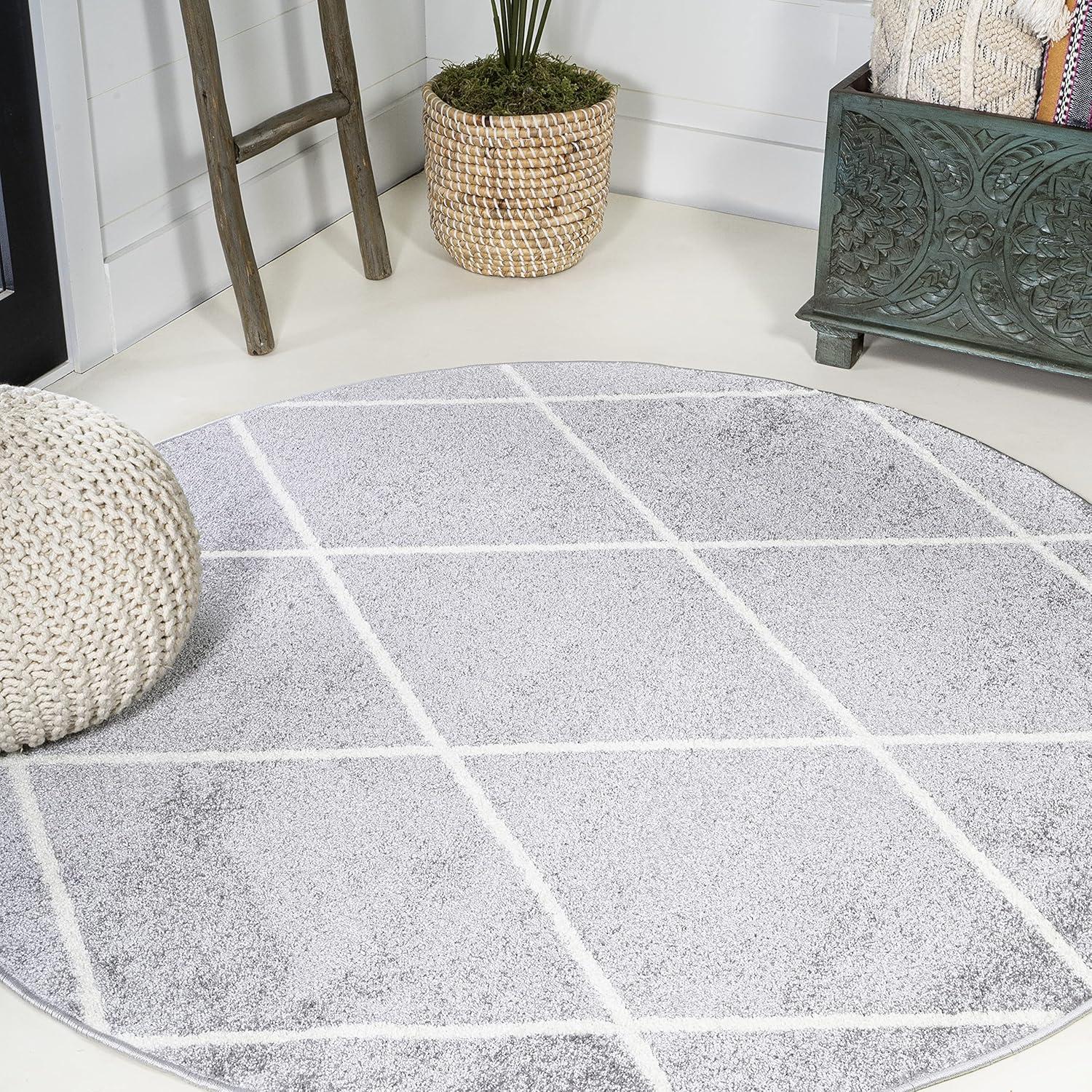 image:imageJONATHAN Y Cole Diamond Trellis Light BlueWhite Runner Rug 2x8 ModernContemporaryGeometricCasual EasyCleaning for Living RoomBedroomKitchenPet FriendlyNonShedding SEU102C28Light GrayWhite