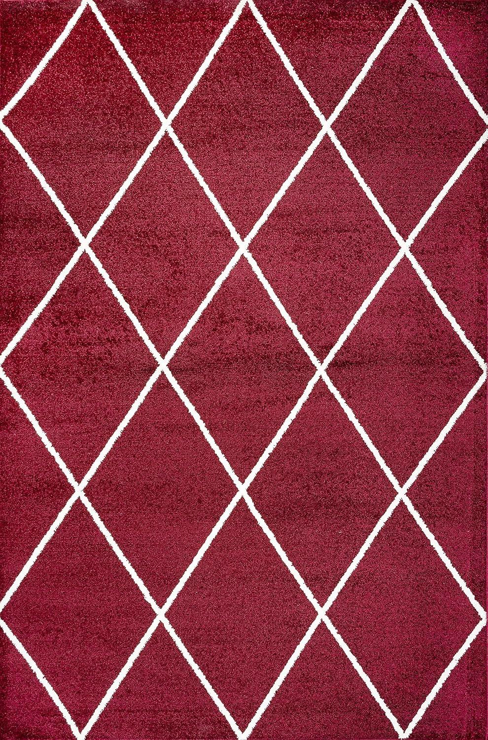 image:imageJONATHAN Y Cole Diamond Trellis Light BlueWhite Runner Rug 2x8 ModernContemporaryGeometricCasual EasyCleaning for Living RoomBedroomKitchenPet FriendlyNonShedding SEU102C28RedWhite