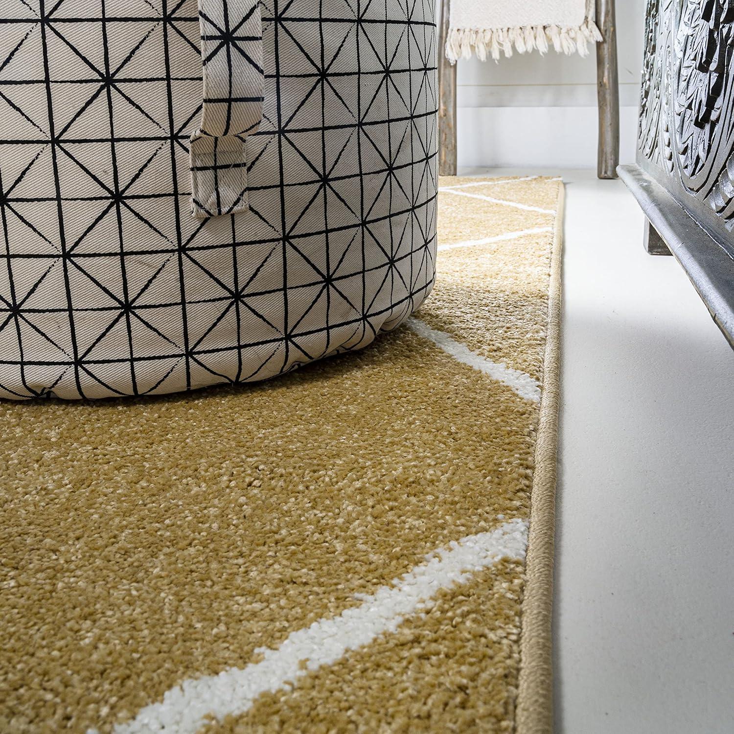 image:imageJONATHAN Y Cole Diamond Trellis Light BlueWhite Runner Rug 2x8 ModernContemporaryGeometricCasual EasyCleaning for Living RoomBedroomKitchenPet FriendlyNonShedding SEU102C28GoldWhite