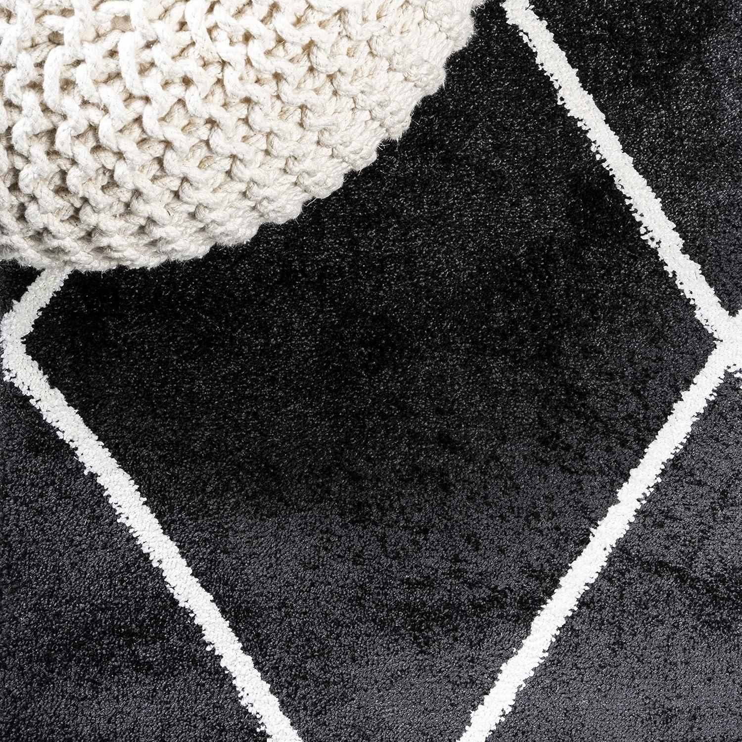 image:imageJONATHAN Y Cole Diamond Trellis Light BlueWhite Runner Rug 2x8 ModernContemporaryGeometricCasual EasyCleaning for Living RoomBedroomKitchenPet FriendlyNonShedding SEU102C28BlackWhite