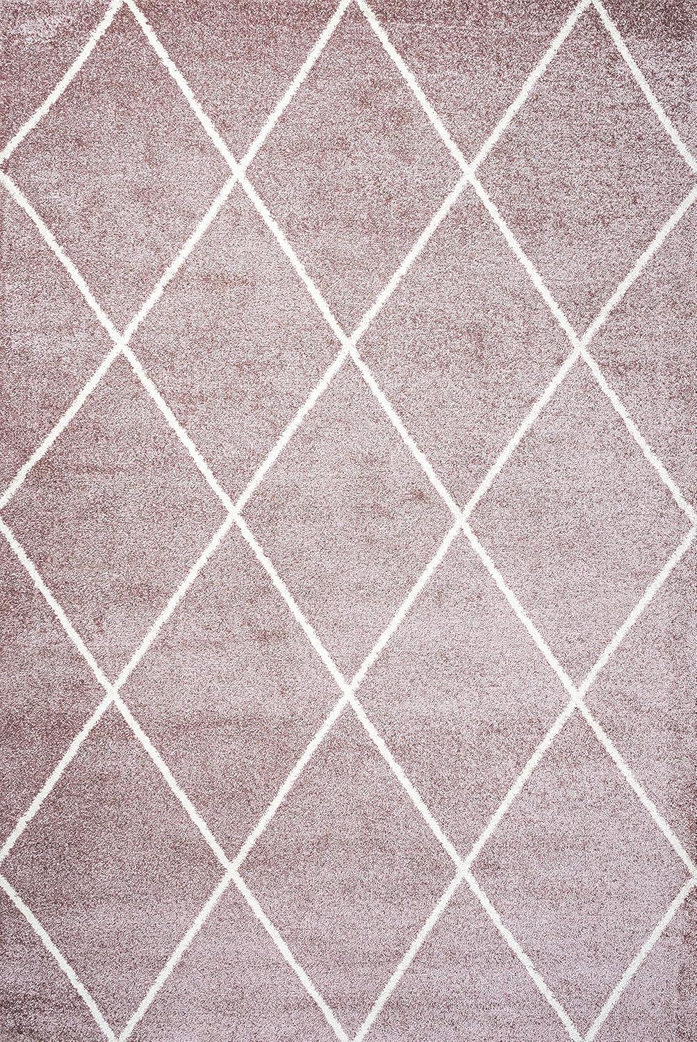 image:imageJONATHAN Y Cole Diamond Trellis Light BlueWhite Runner Rug 2x8 ModernContemporaryGeometricCasual EasyCleaning for Living RoomBedroomKitchenPet FriendlyNonShedding SEU102C28RoseWhite