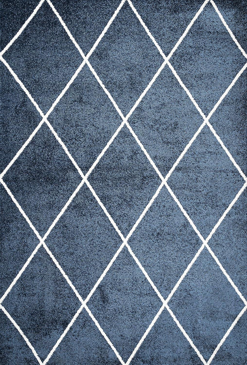 image:imageJONATHAN Y Cole Diamond Trellis Light BlueWhite Runner Rug 2x8 ModernContemporaryGeometricCasual EasyCleaning for Living RoomBedroomKitchenPet FriendlyNonShedding SEU102C28NavyWhite