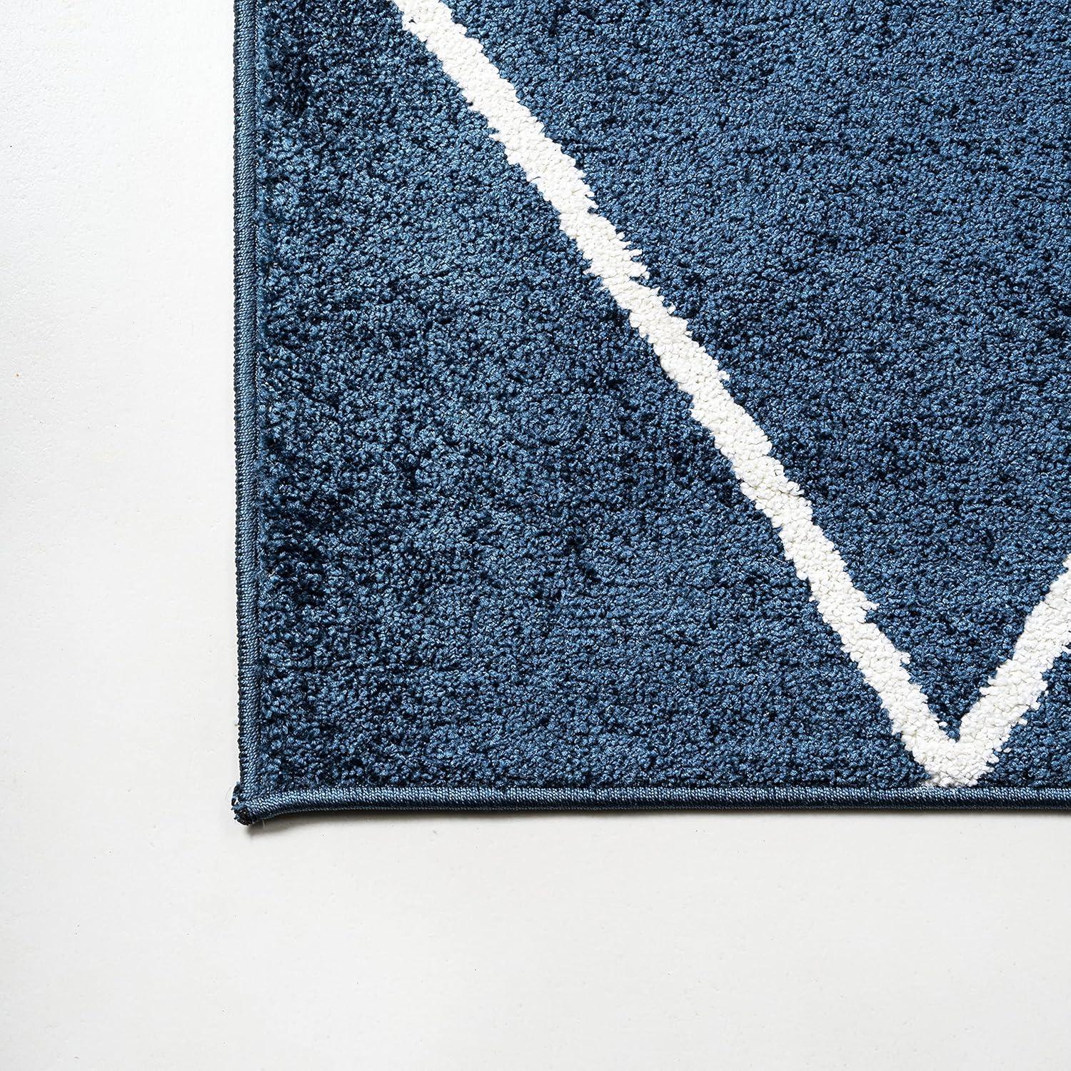 image:imageJONATHAN Y Cole Diamond Trellis Light BlueWhite Runner Rug 2x8 ModernContemporaryGeometricCasual EasyCleaning for Living RoomBedroomKitchenPet FriendlyNonShedding SEU102C28NavyWhite