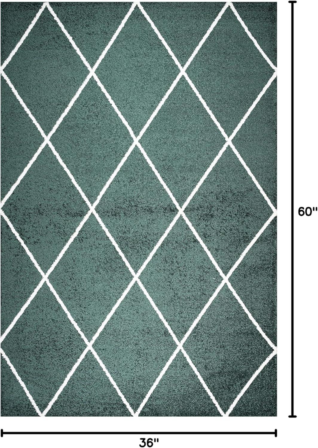 image:imageJONATHAN Y Cole Diamond Trellis Light BlueWhite Runner Rug 2x8 ModernContemporaryGeometricCasual EasyCleaning for Living RoomBedroomKitchenPet FriendlyNonShedding SEU102C28GreenWhite